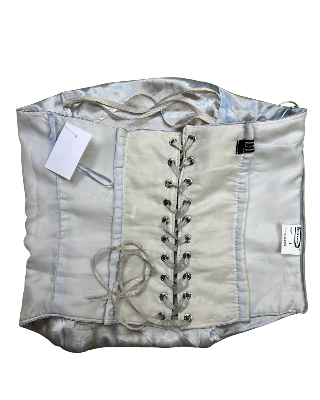 Silky Metallic Gray "Desiree" Corset Top