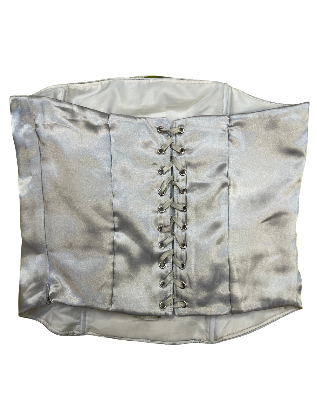 Silky Metallic Gray "Desiree" Corset Top