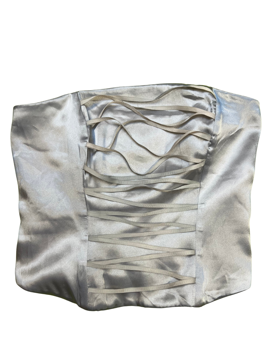 Silky Metallic Gray "Desiree" Corset Top