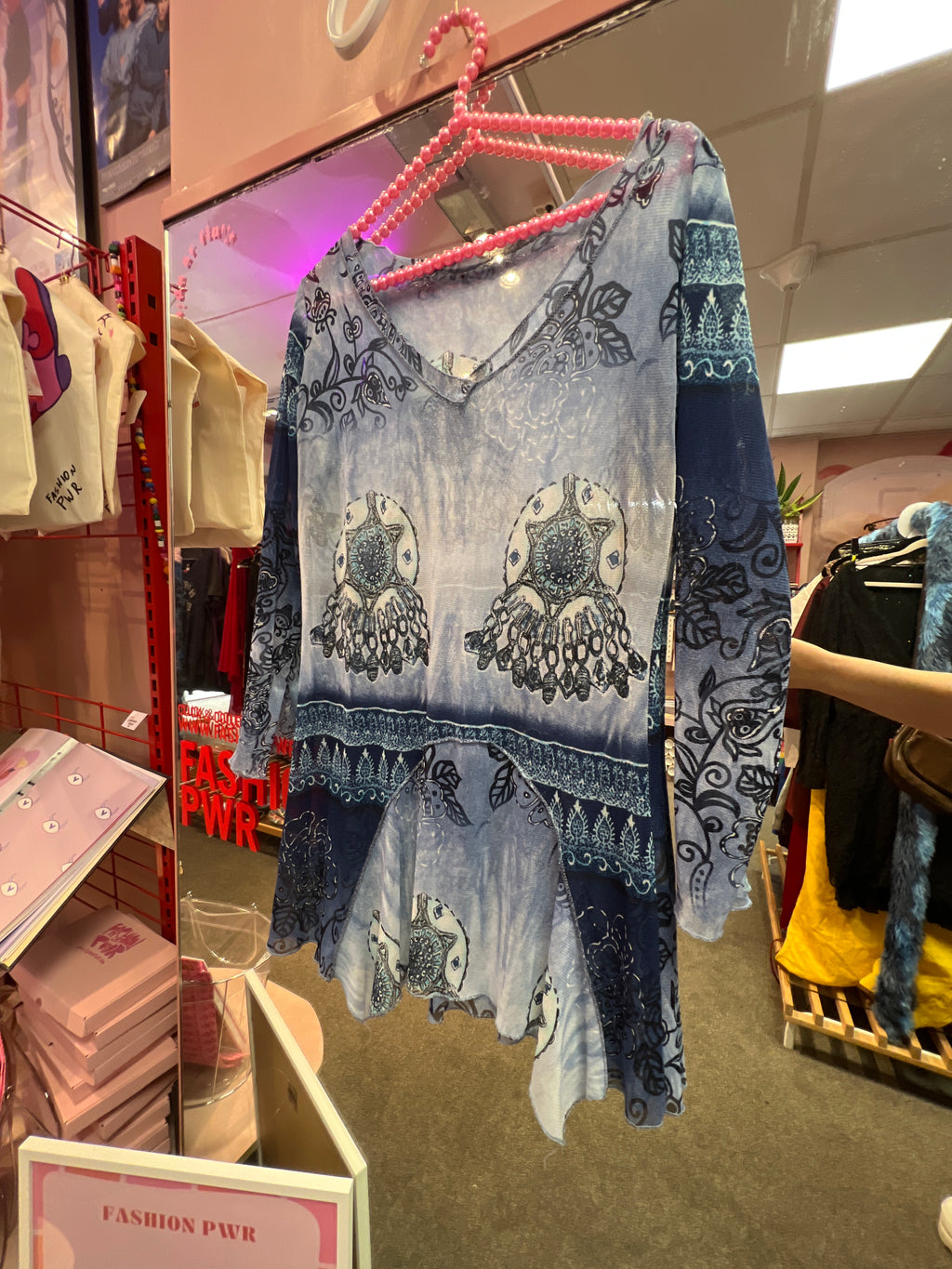 Blue Y2K see through blouse