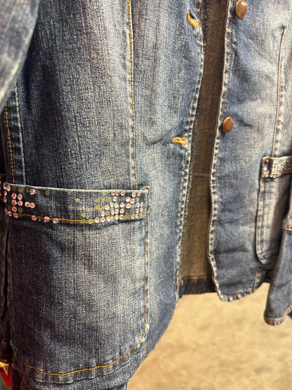 y2k vibes jeans jacket with stones