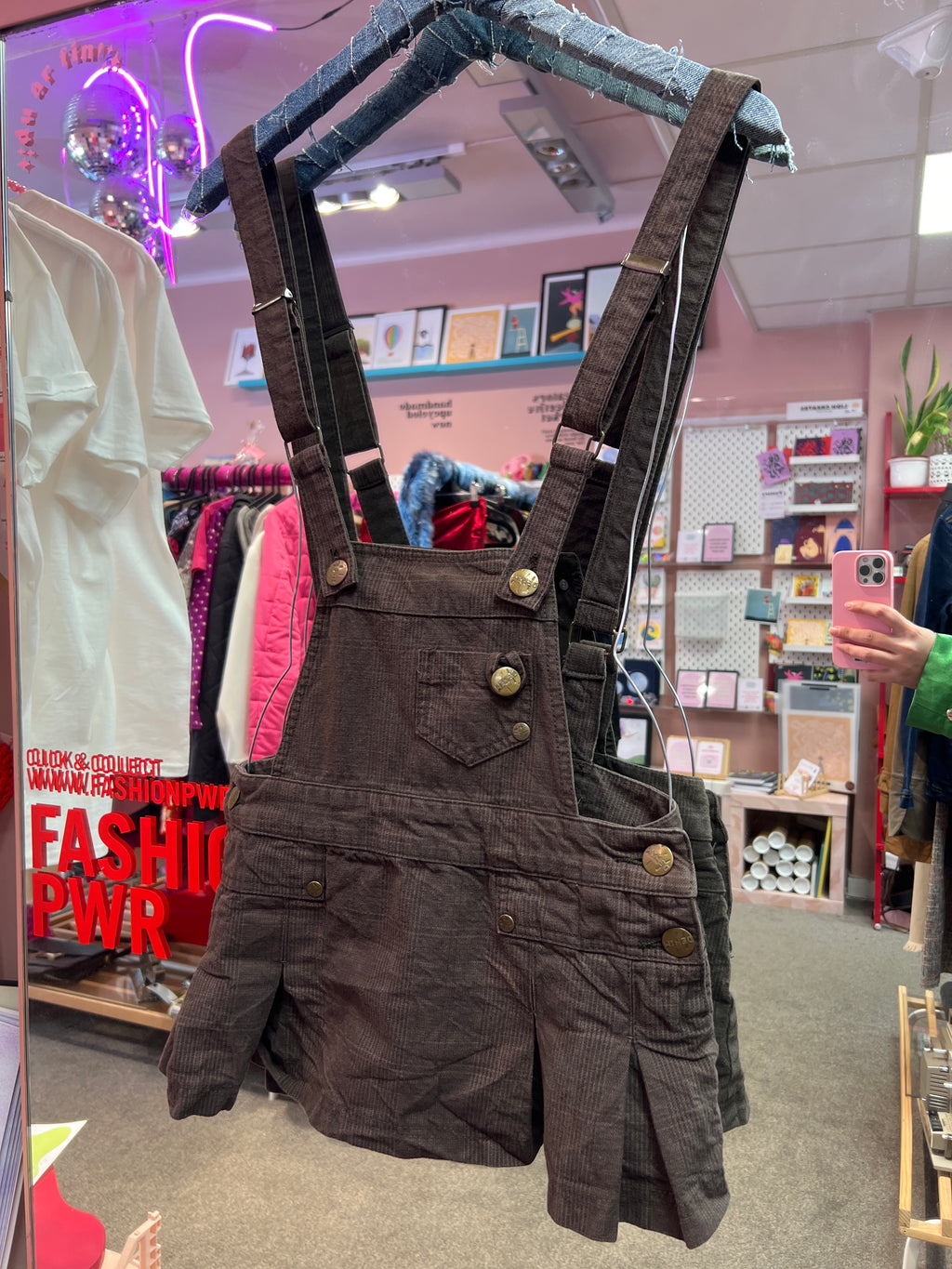 BSK brown overall mini skirt