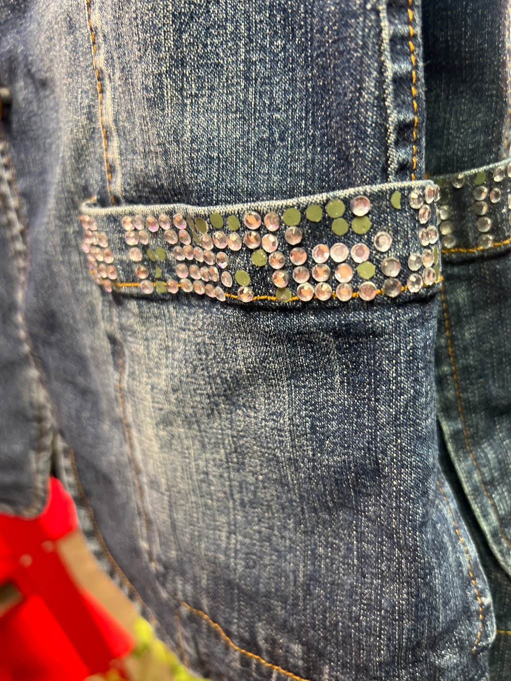 y2k vibes jeans jacket with stones
