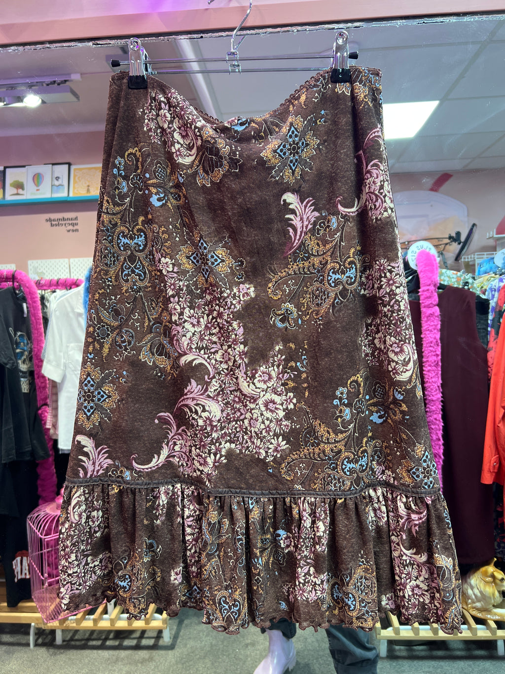 Bohemian brown patterned skirt Crossroads