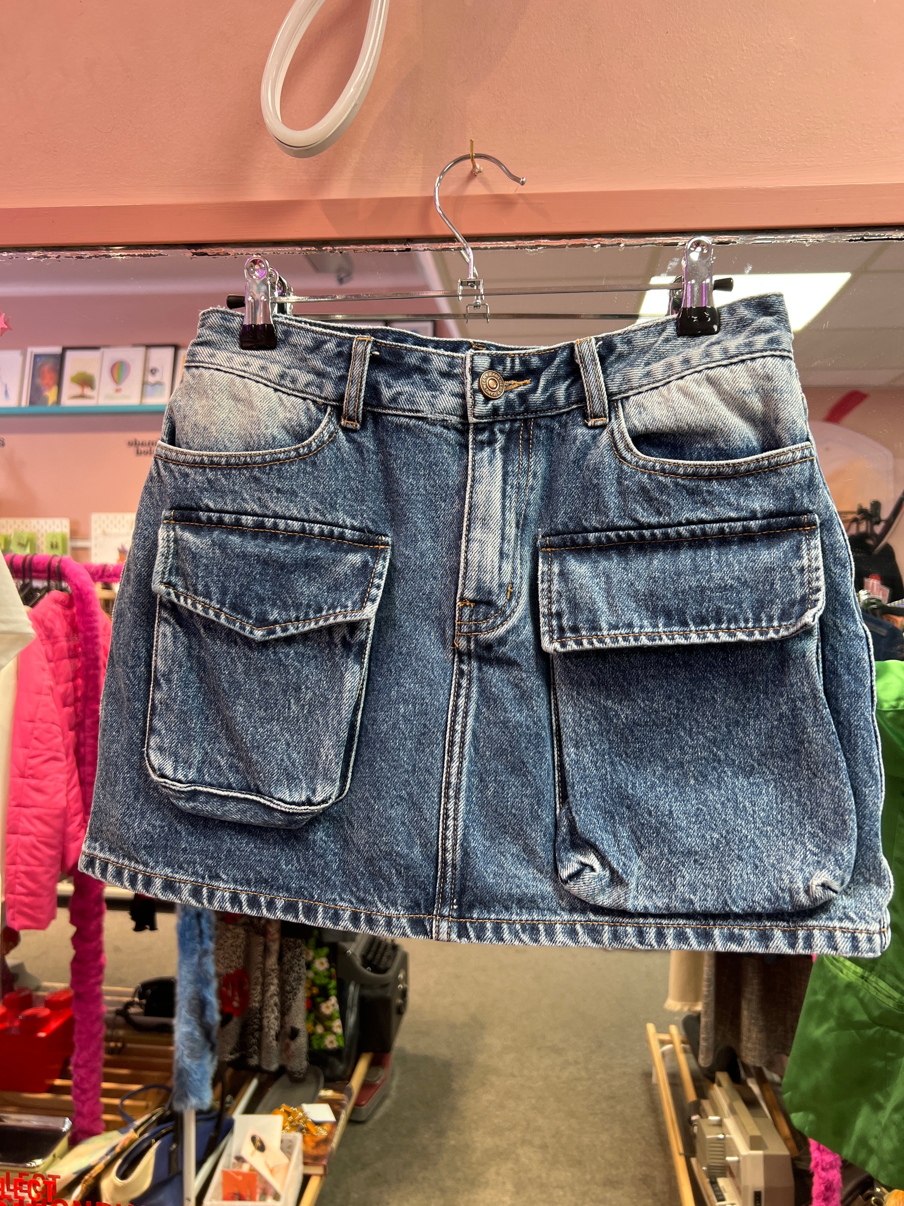 Mini skirt Jeans Wear big pockets on the front