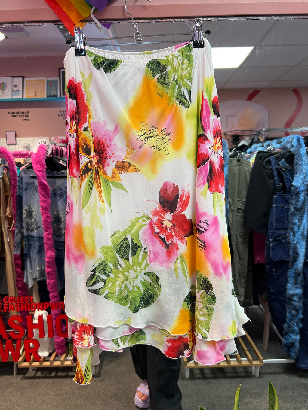 Summer vibes flower white skirt