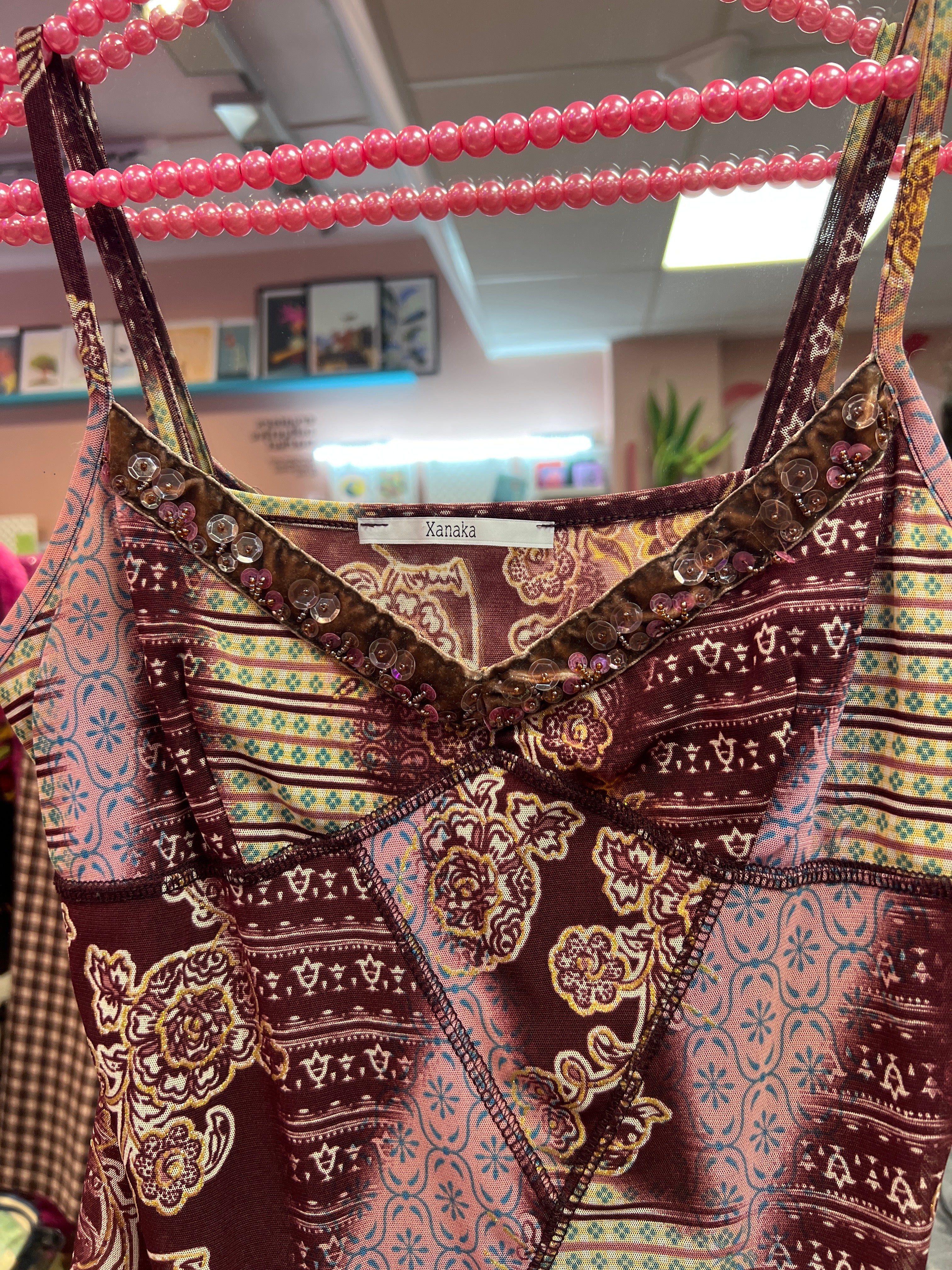 Brown patterned Y2K vibes top Xanaka