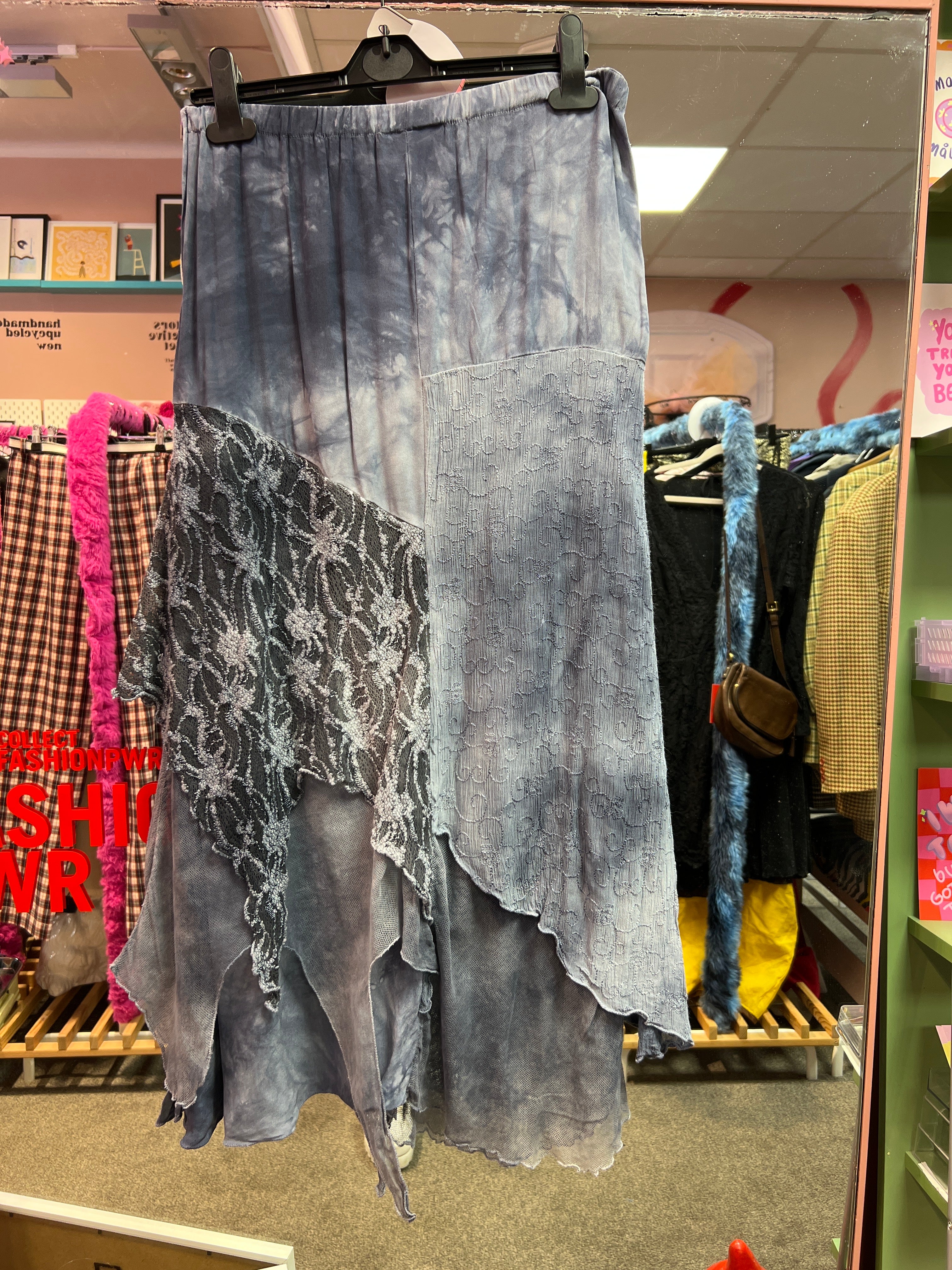 Asymmetrical blue bohemian skirt