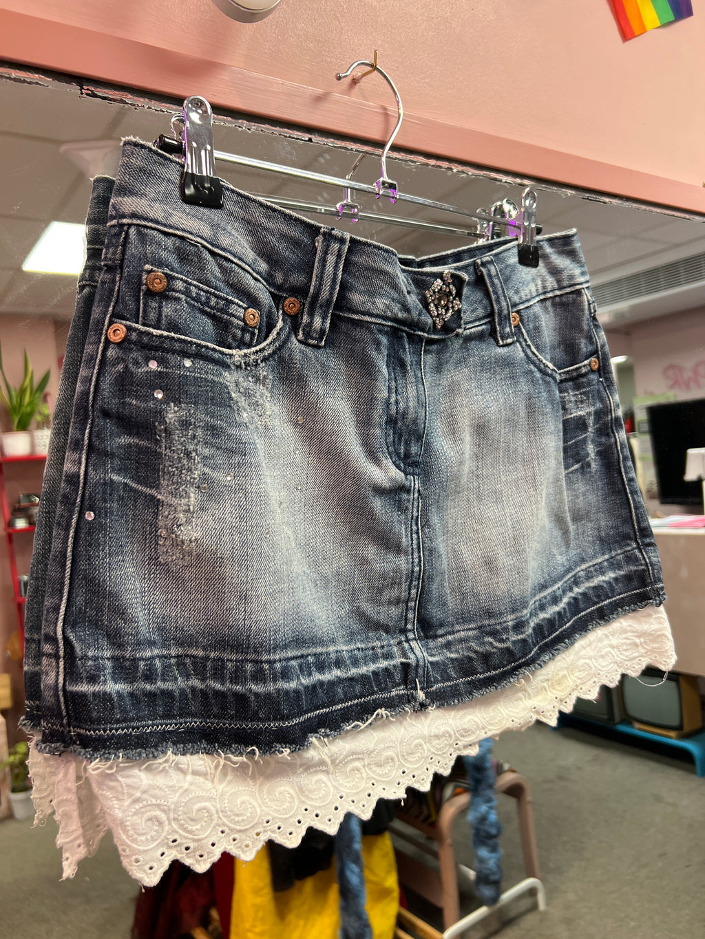 Strass jeans skirt