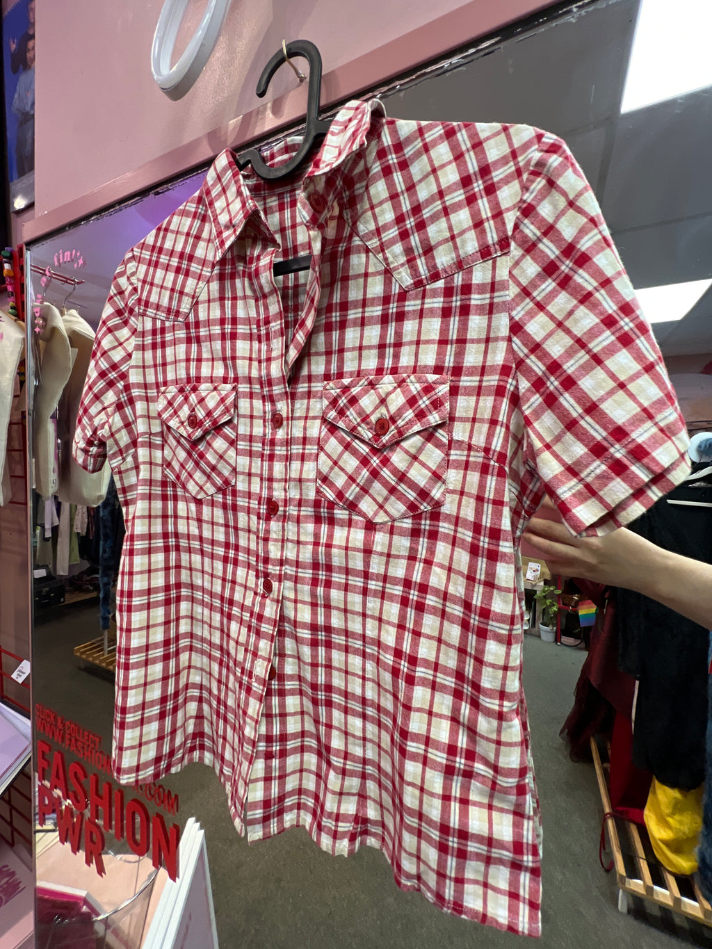 Red lumberjack mini shirt
