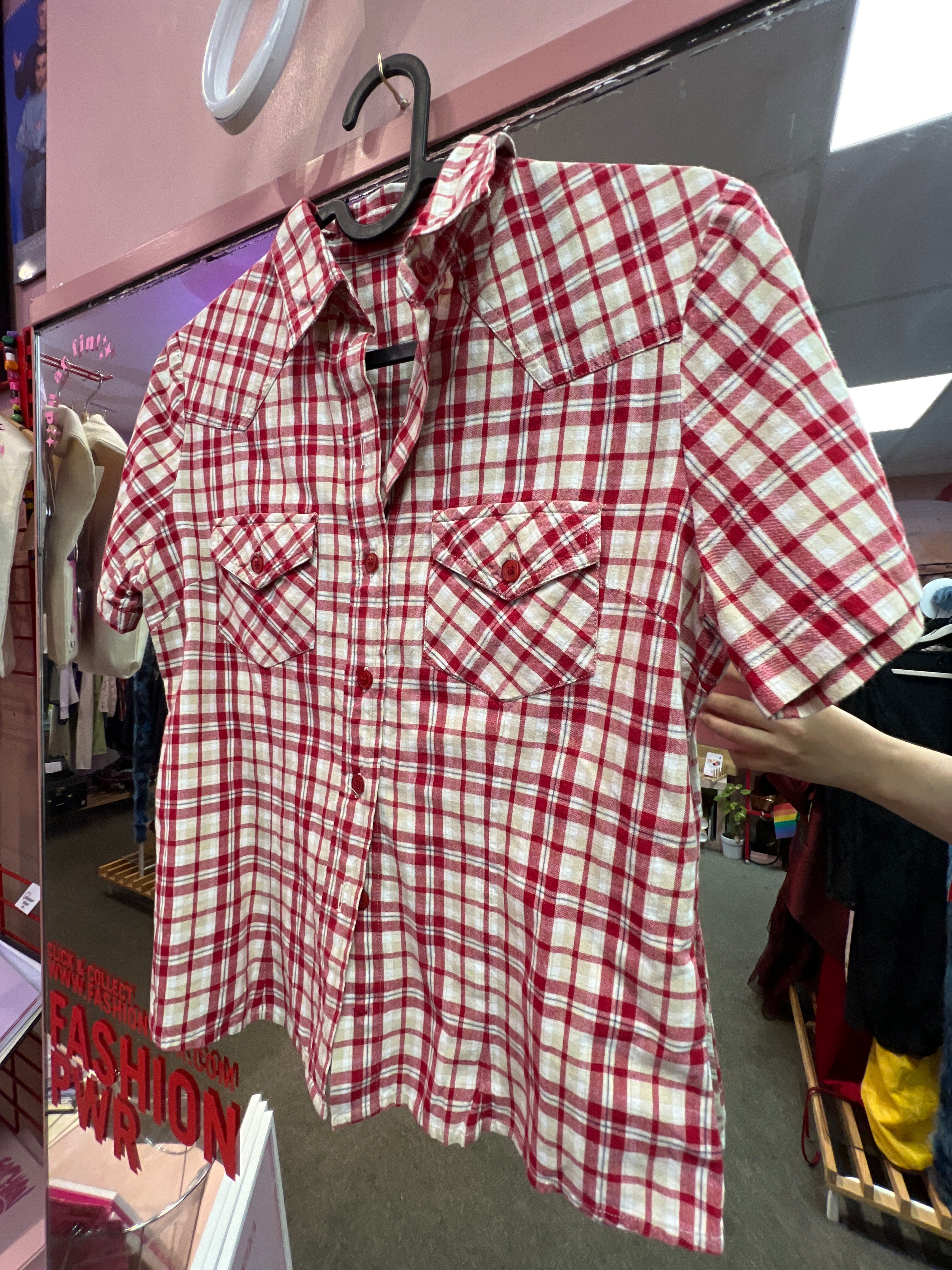 Red lumberjack mini shirt