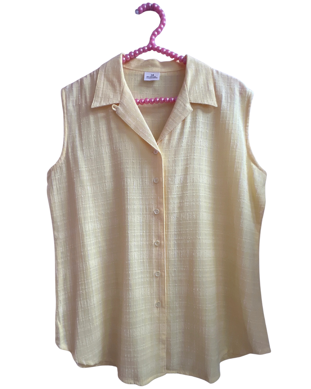 Yellow Sleeveless Button-up Top