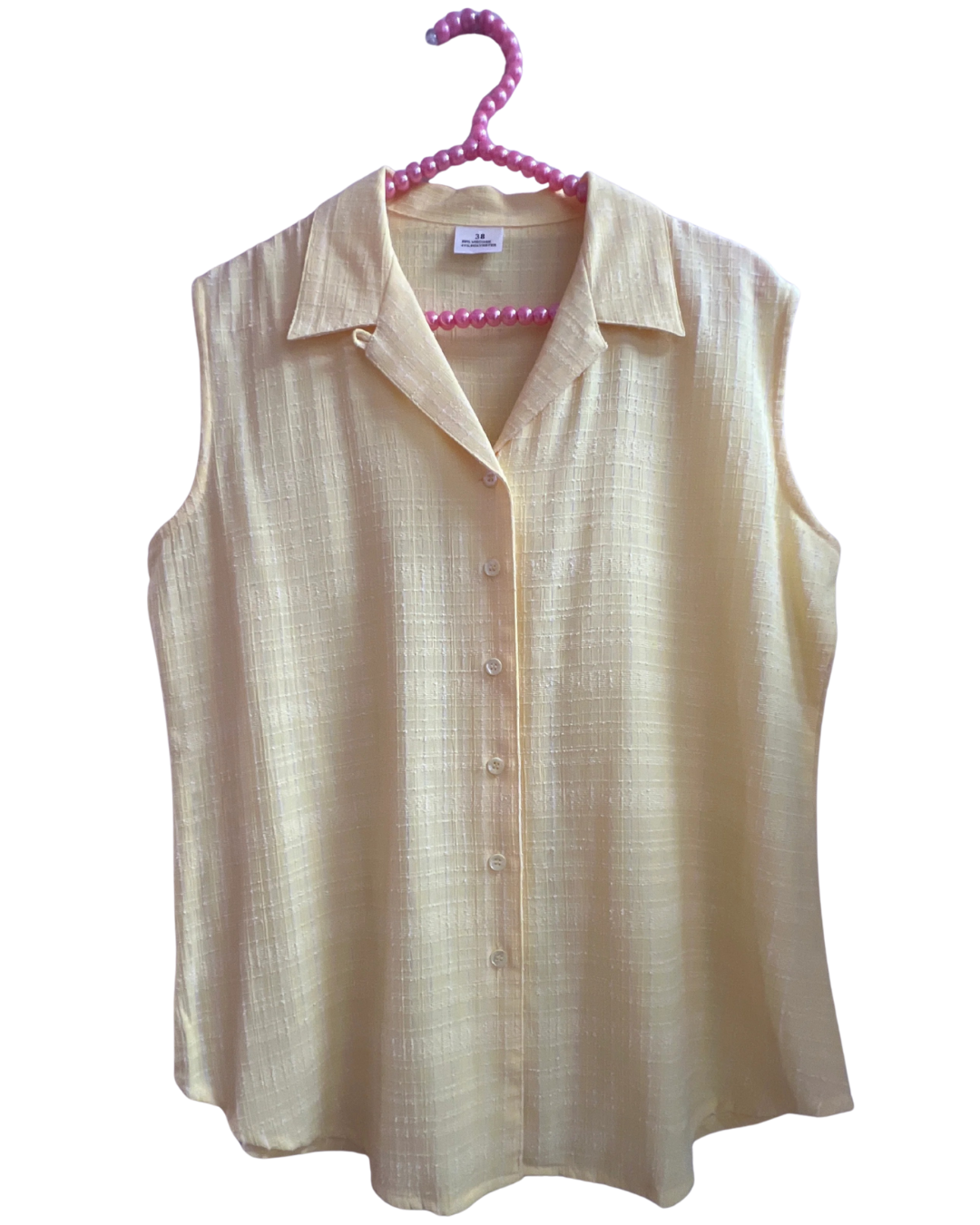 Yellow Sleeveless Button-up Top