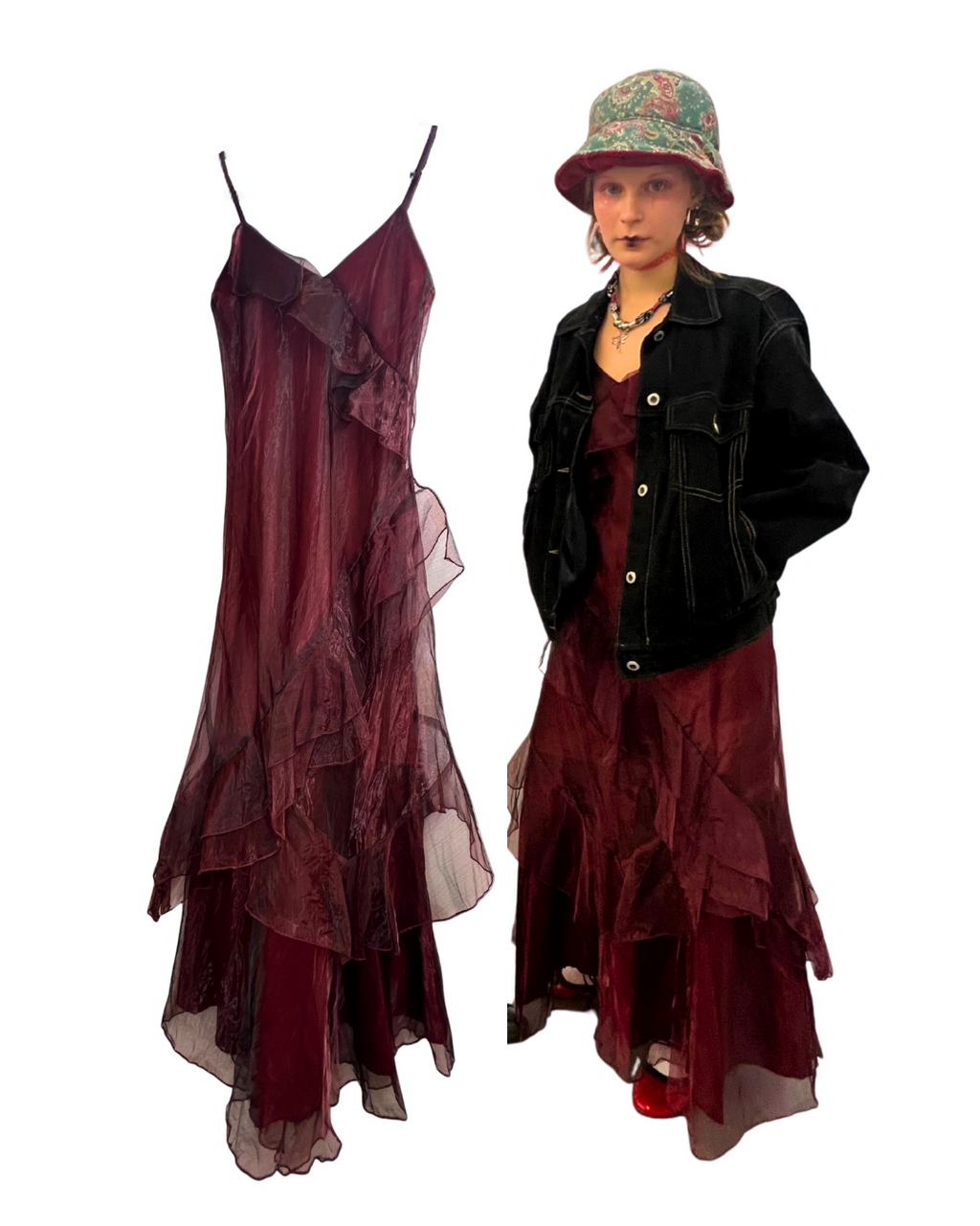 Ruffled Wine Red Dress