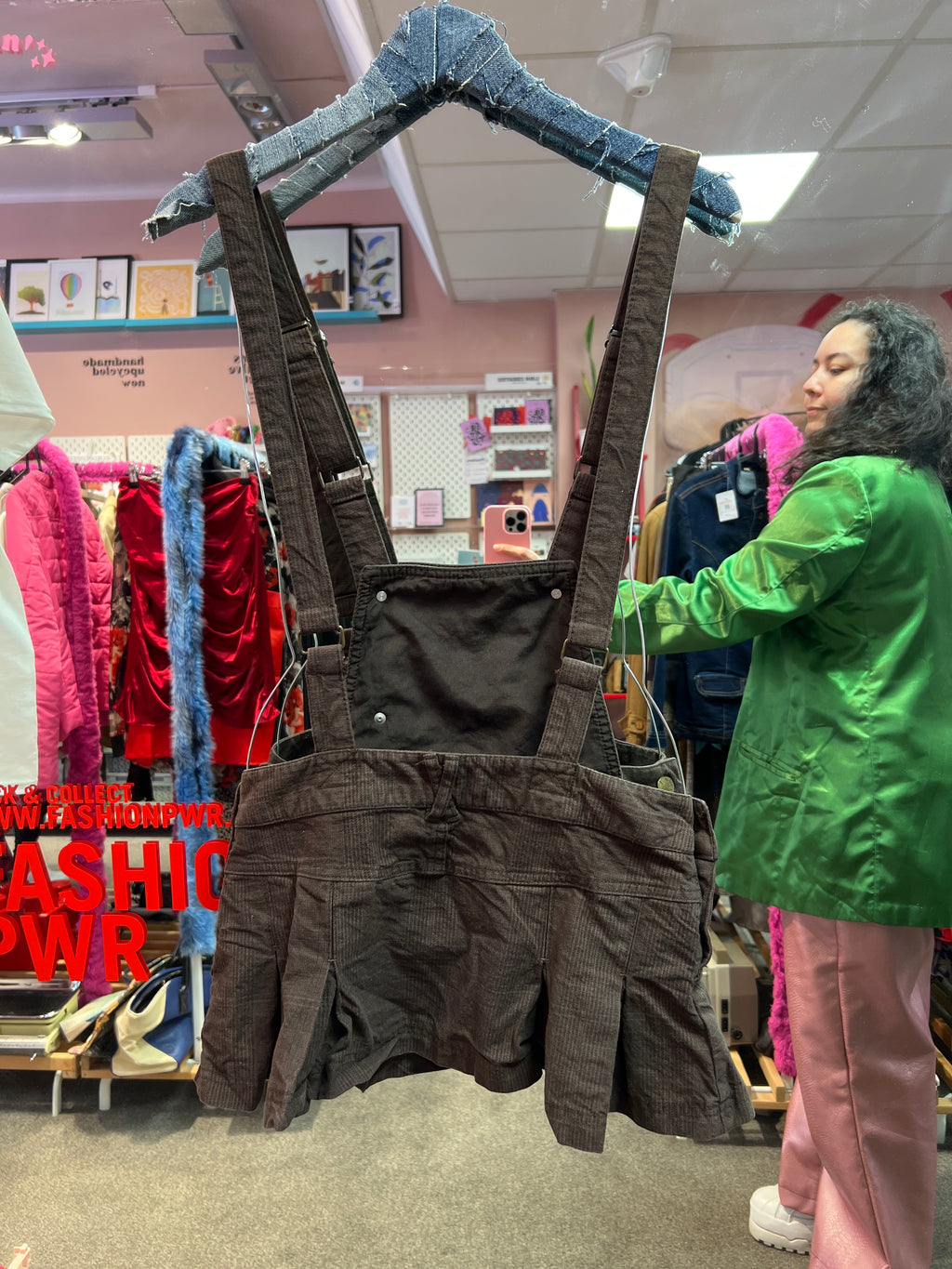 BSK brown overall mini skirt