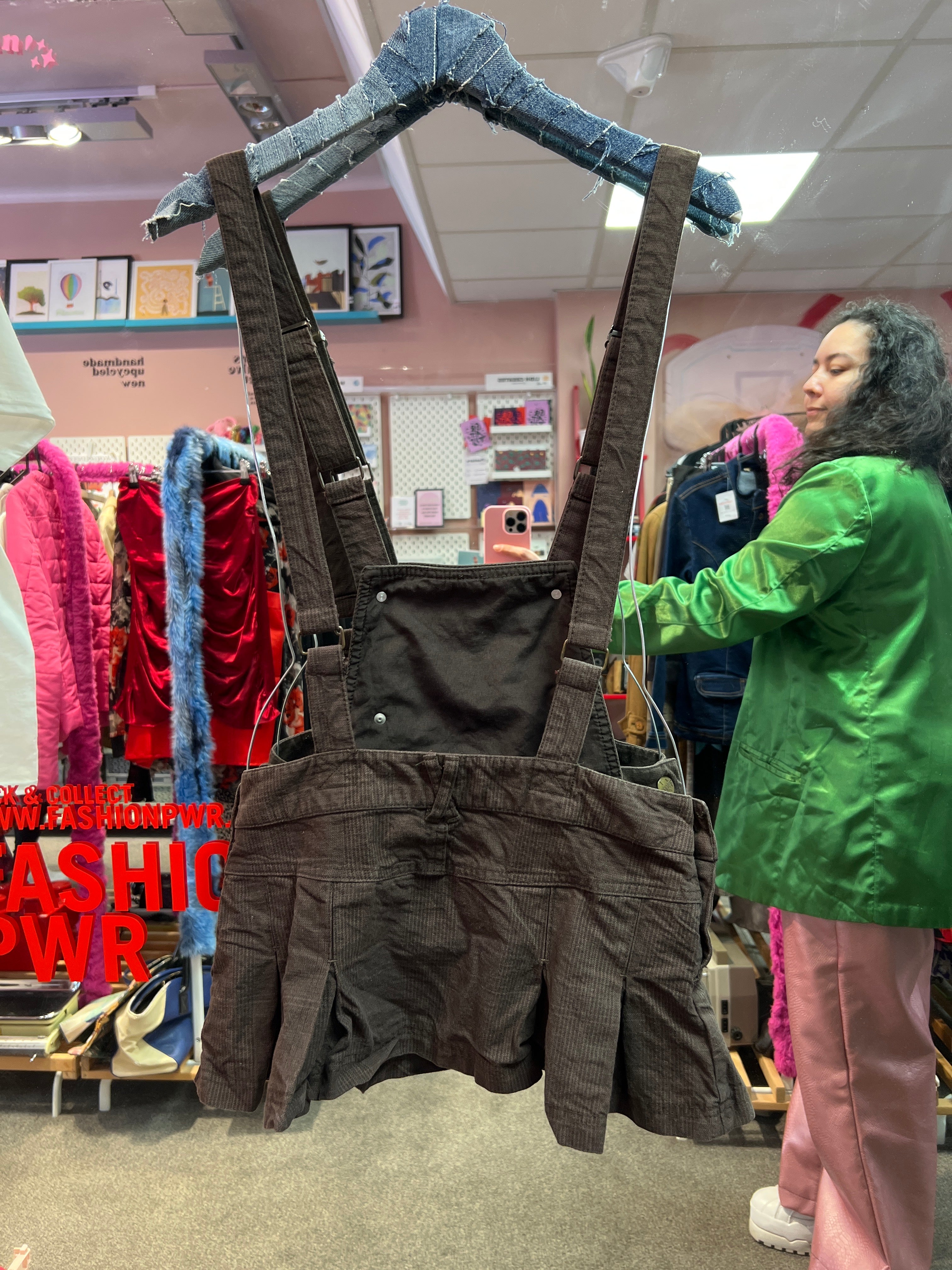 BSK brown overall mini skirt