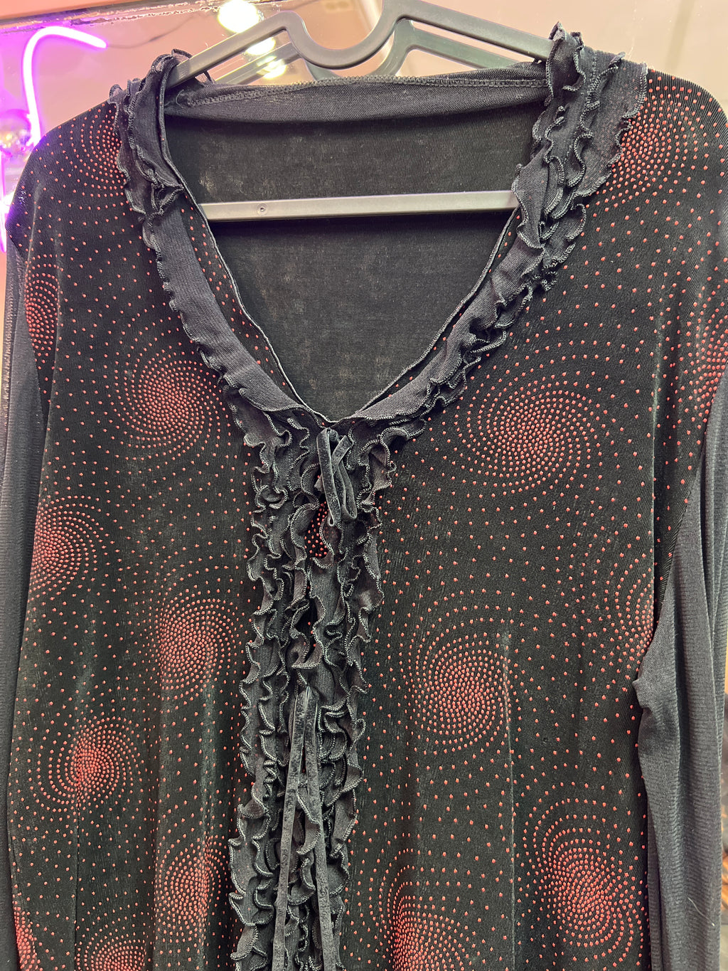 Y2K vampire front frills Black and red top