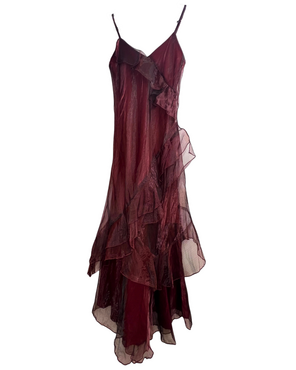 Ruffled Wine Red Dress
