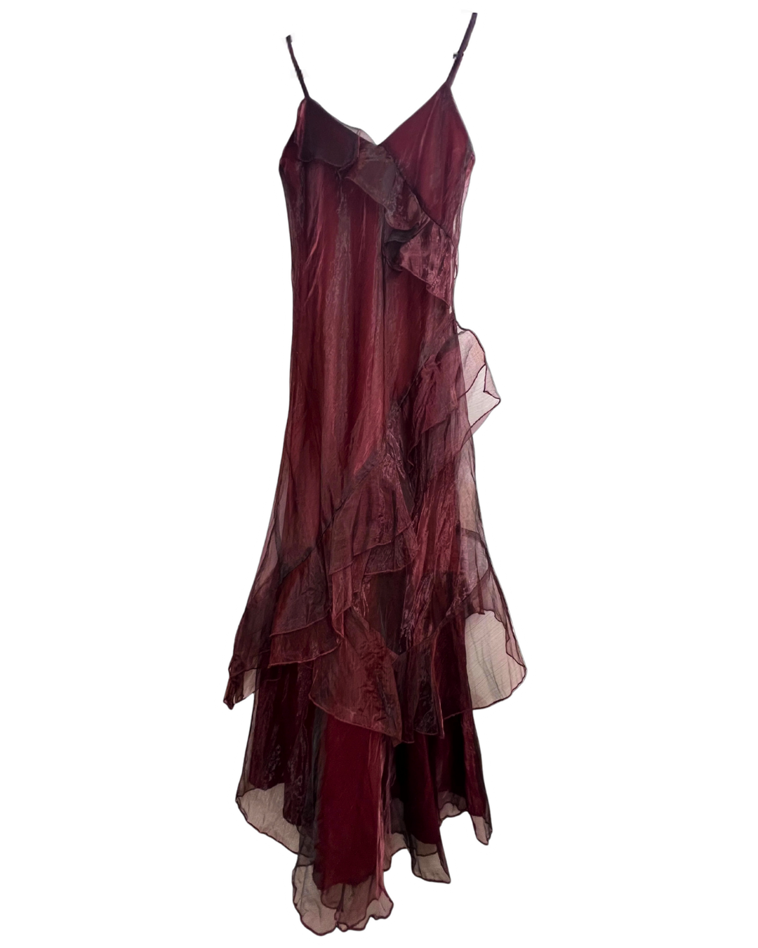 Ruffled Wine Red Dress