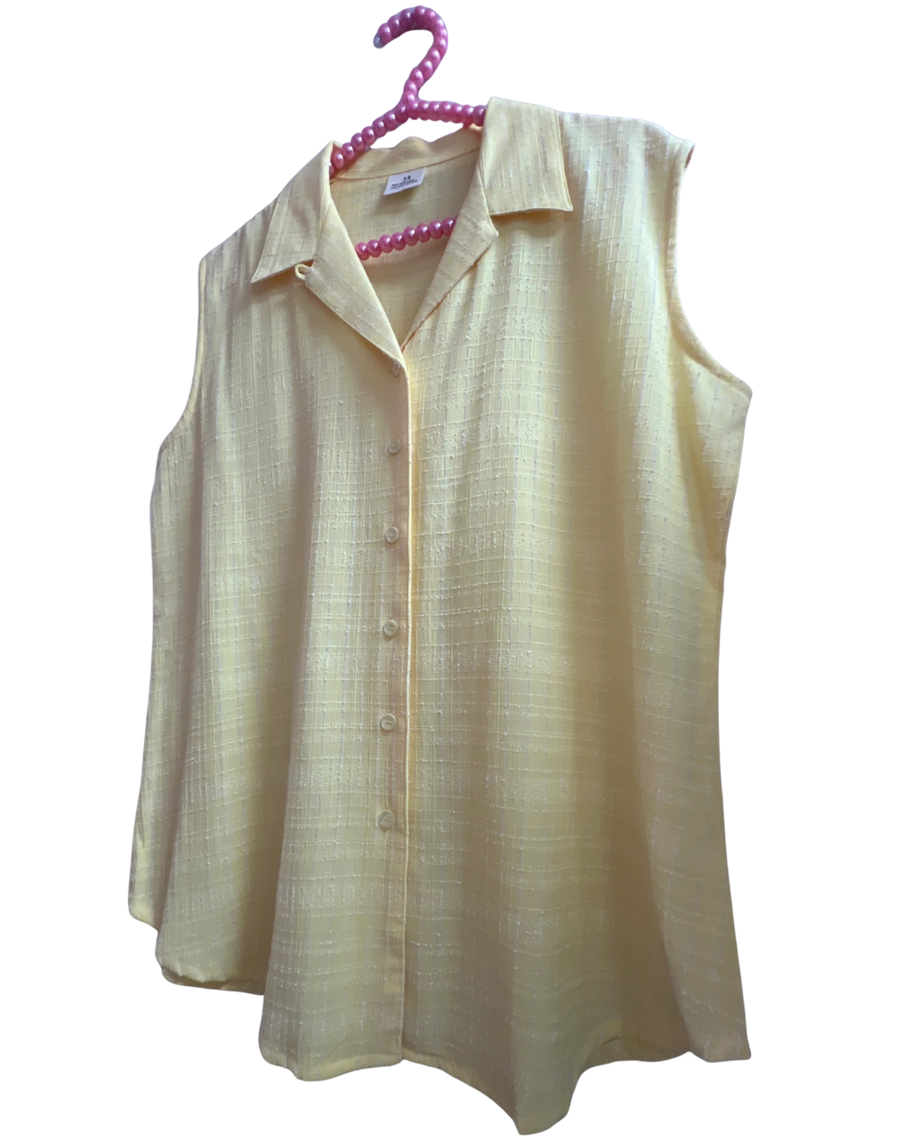 Yellow Sleeveless Button-up Top