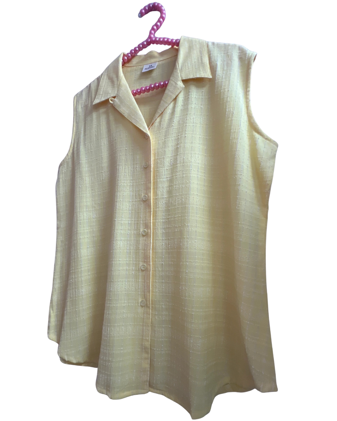Yellow Sleeveless Button-up Top