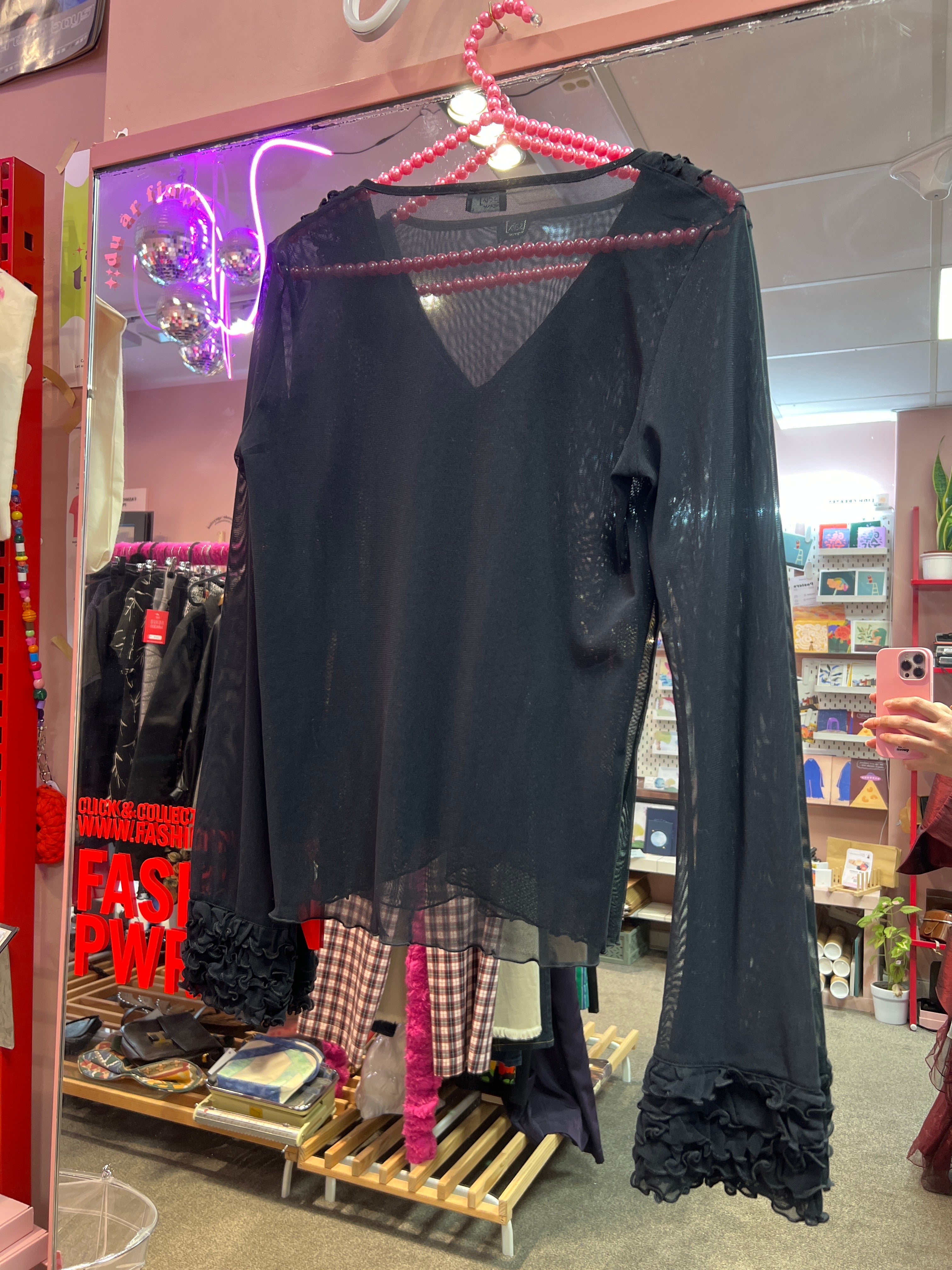 Saix black see through ruffles Y2K vibes