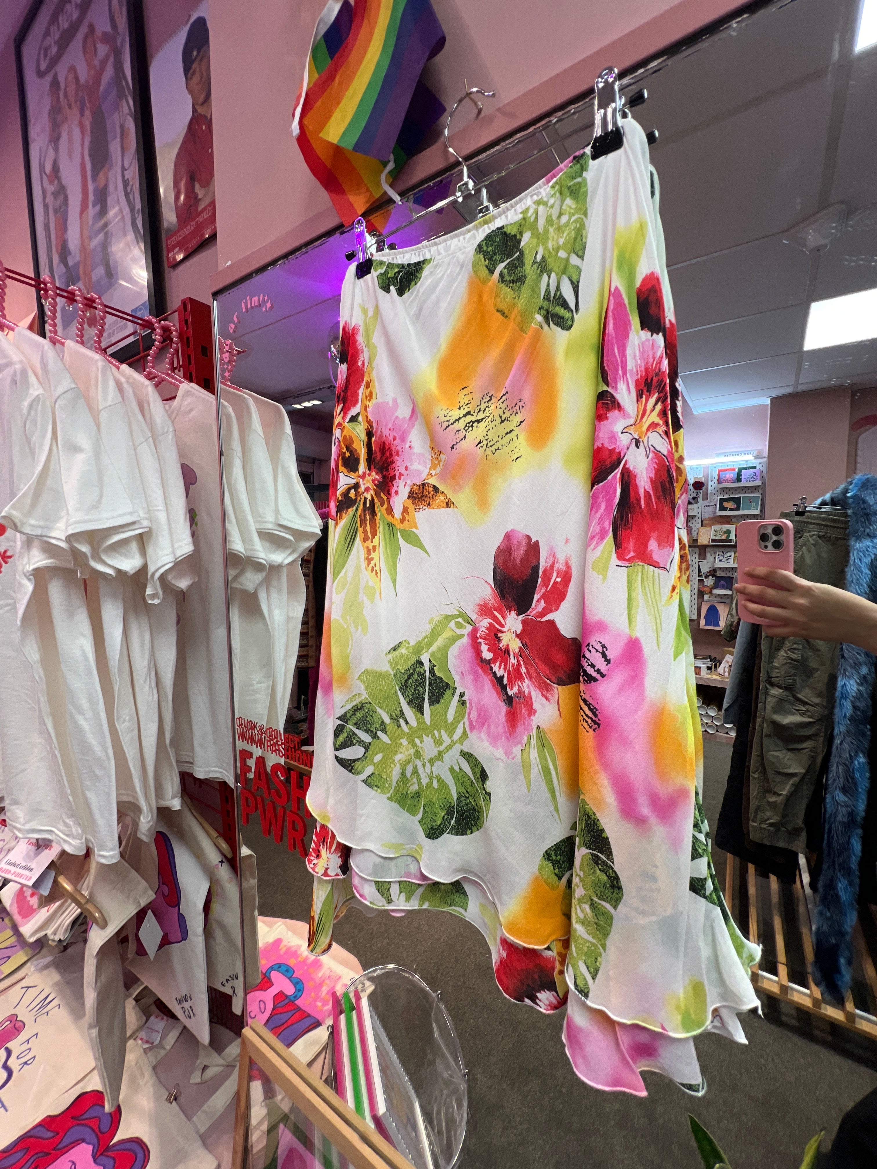 Summer vibes flower white skirt