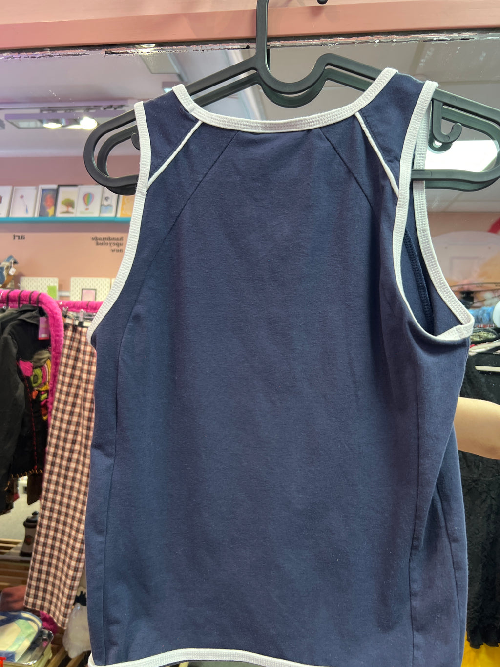 blue tank top
