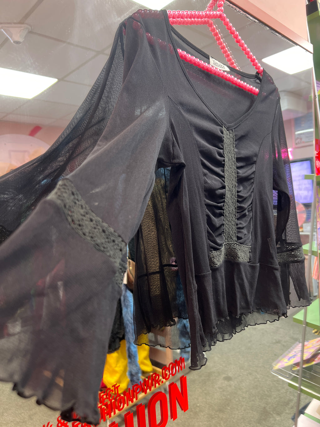 Xanaka black see through top with details