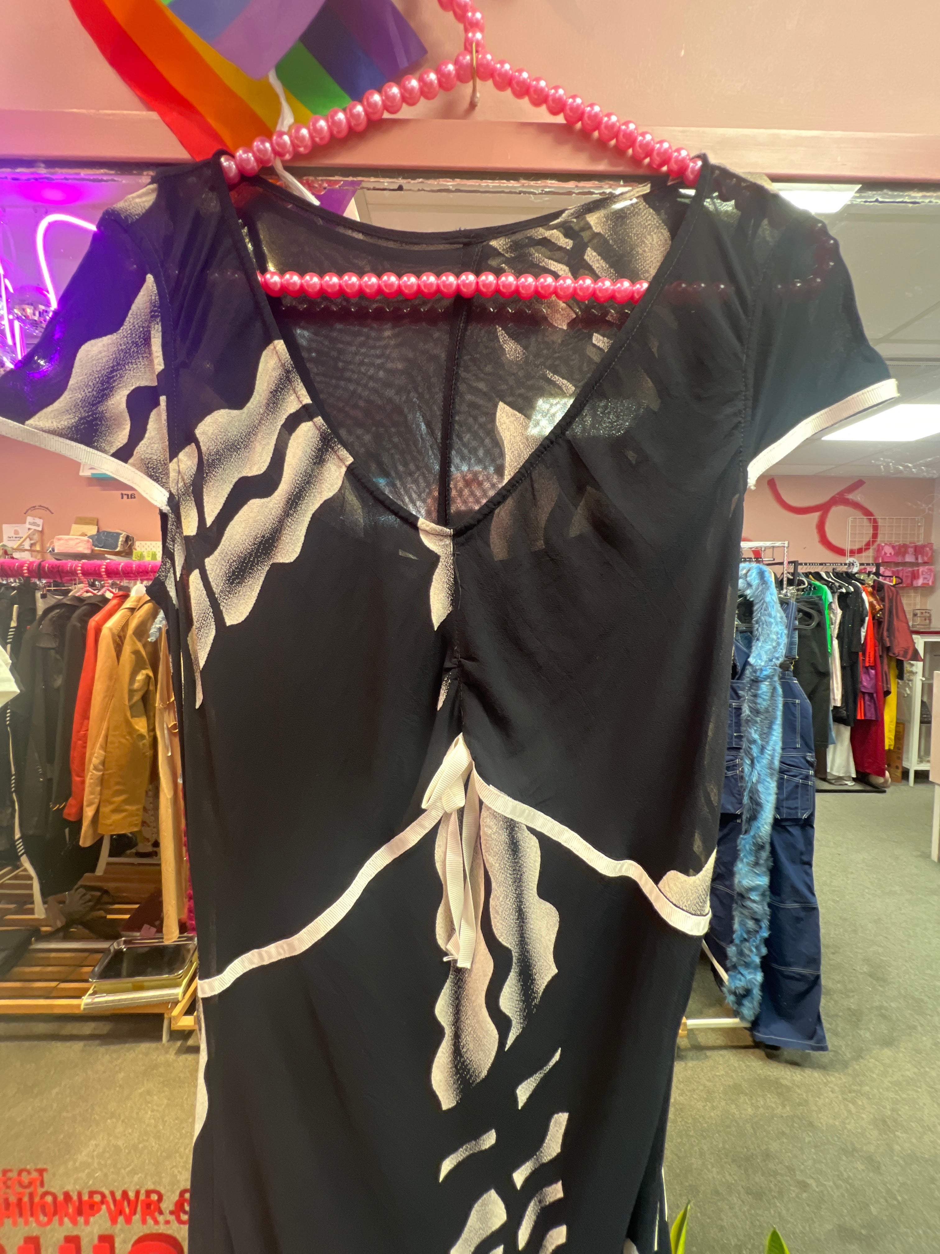 Black and white double layer summer dress