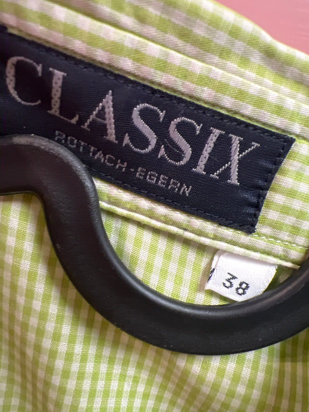 Green gingham shirt