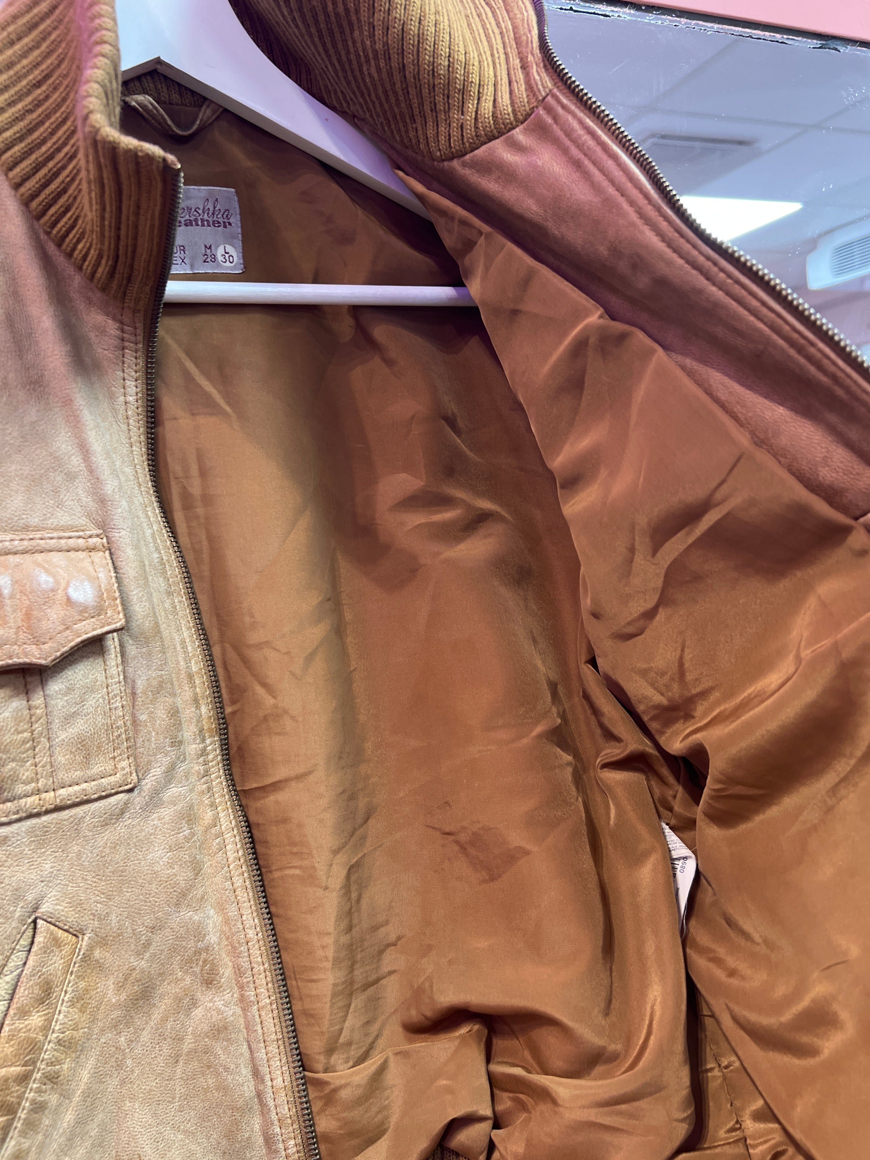 Pilot vibes brown leather jacket