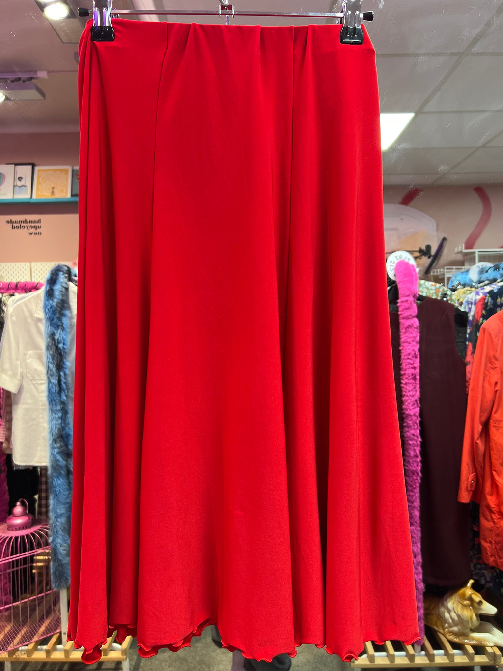 Red Y2K vibes skirt with belt