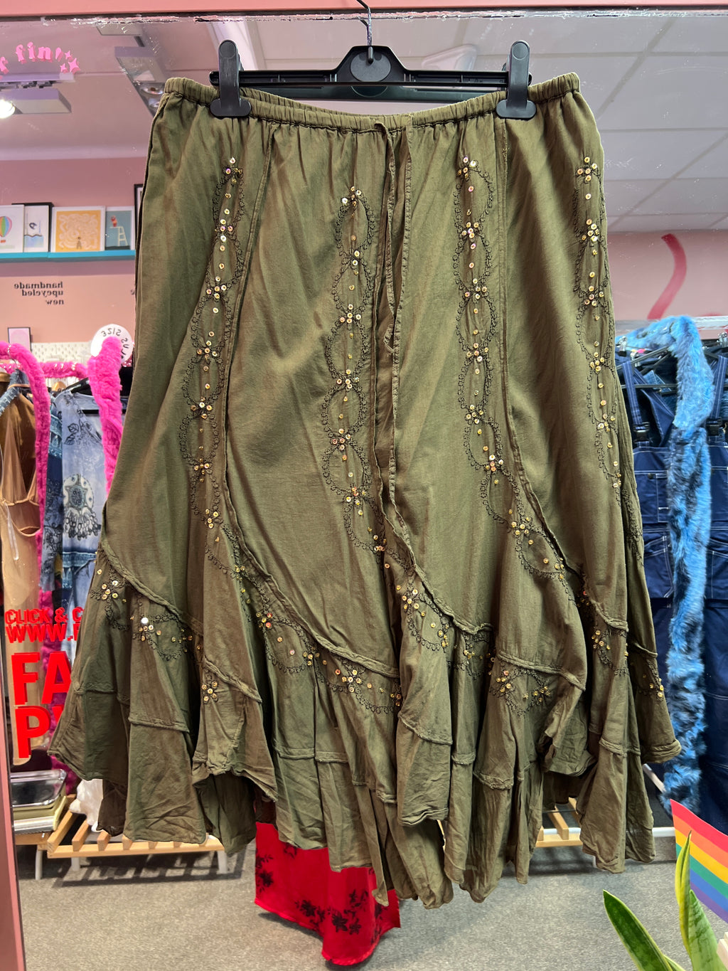 Bohemian green skirt