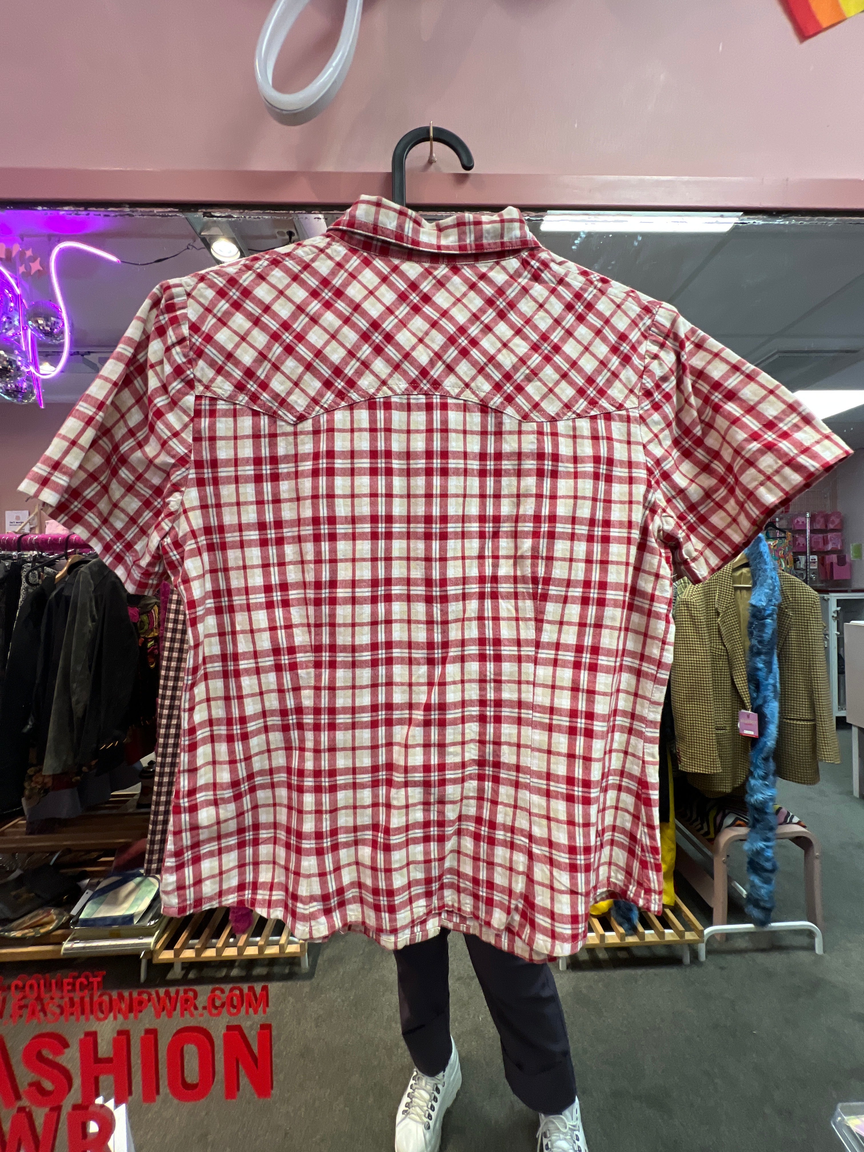 Red lumberjack mini shirt