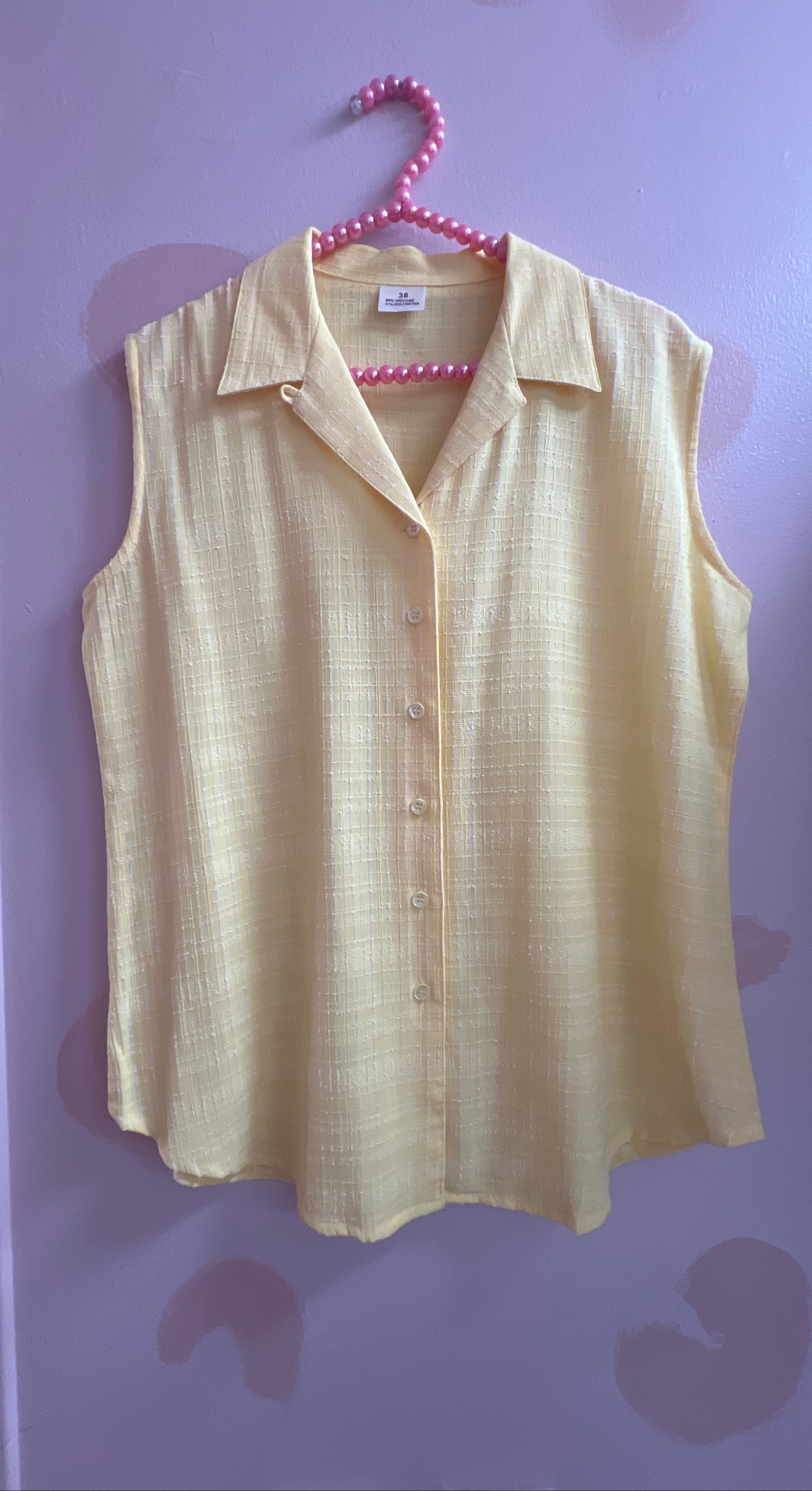 Yellow Sleeveless Button-up Top