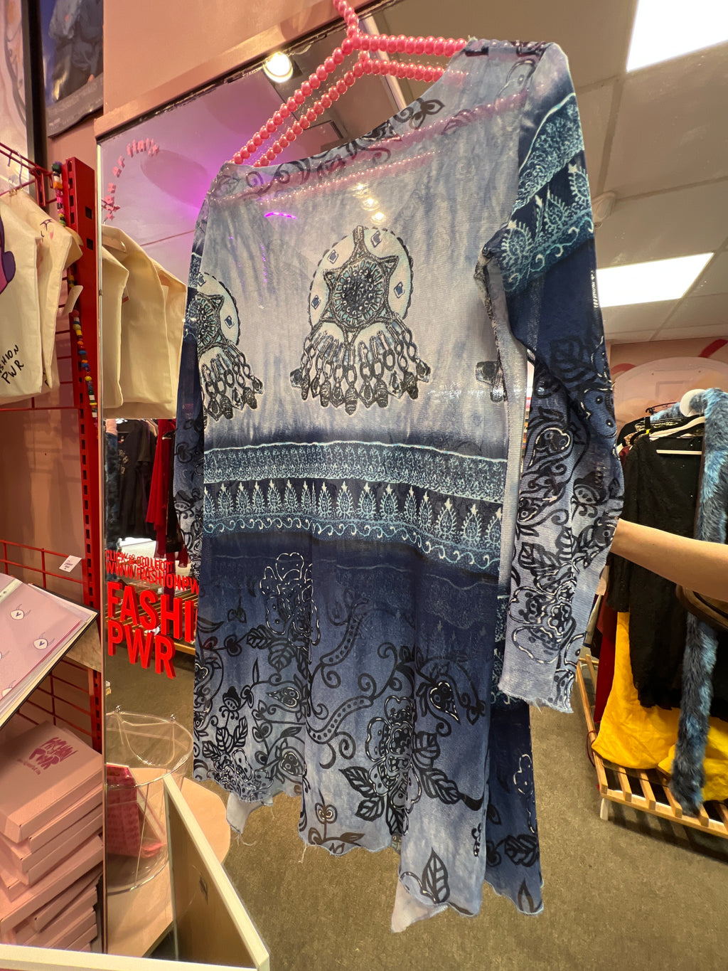 Blue Y2K see through blouse