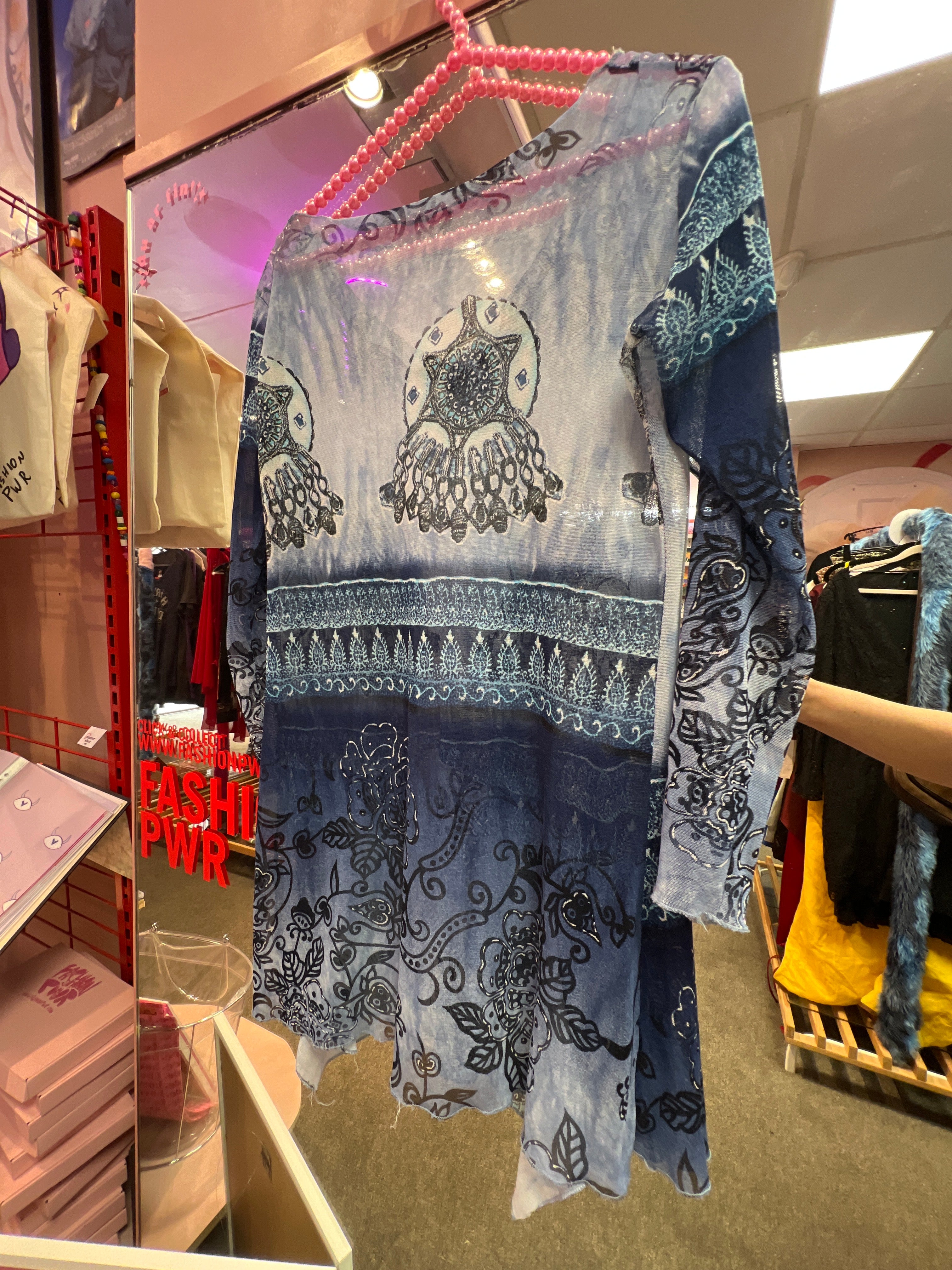 Blue Y2K see through blouse