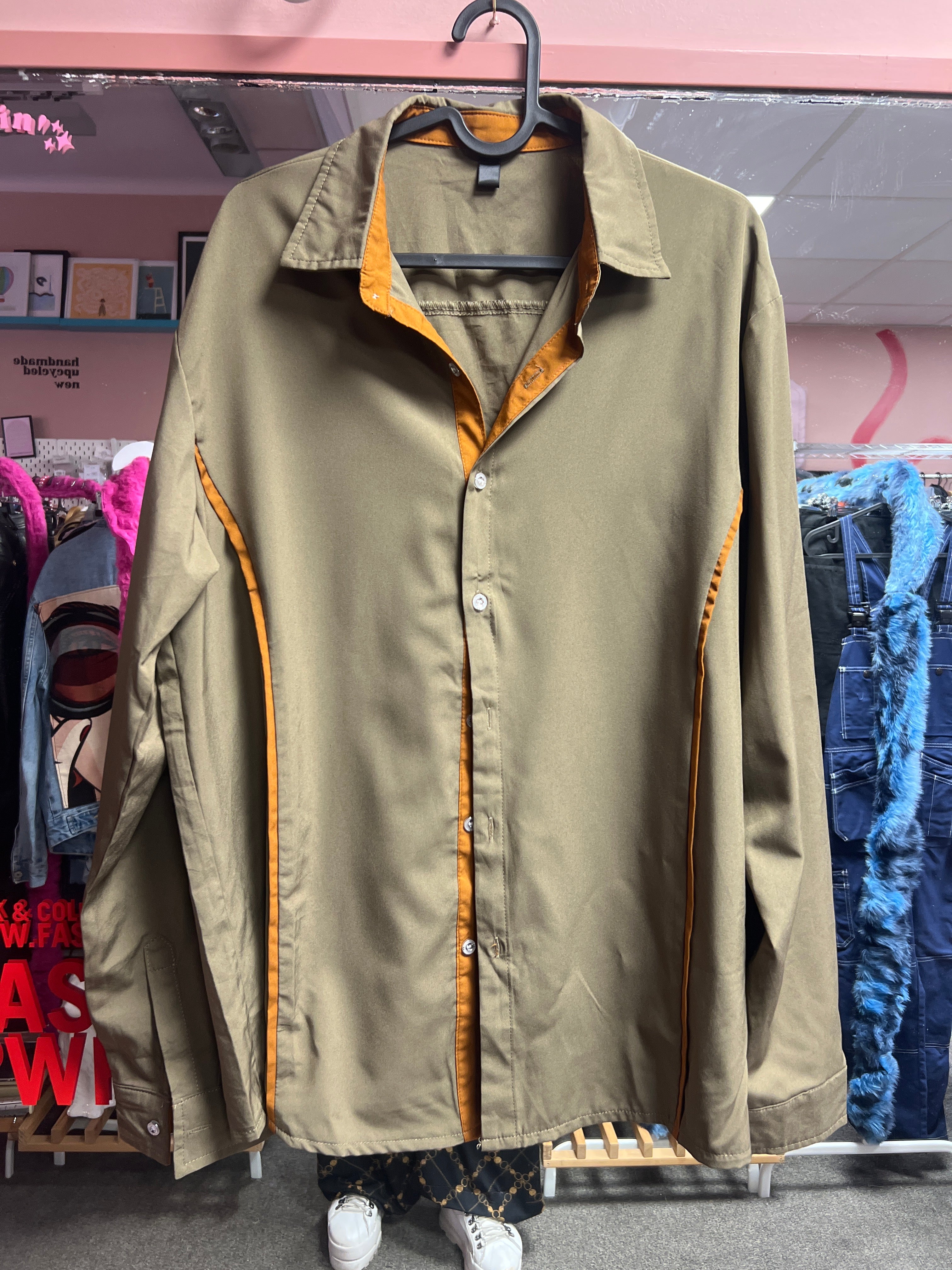 Dark green brown shirt