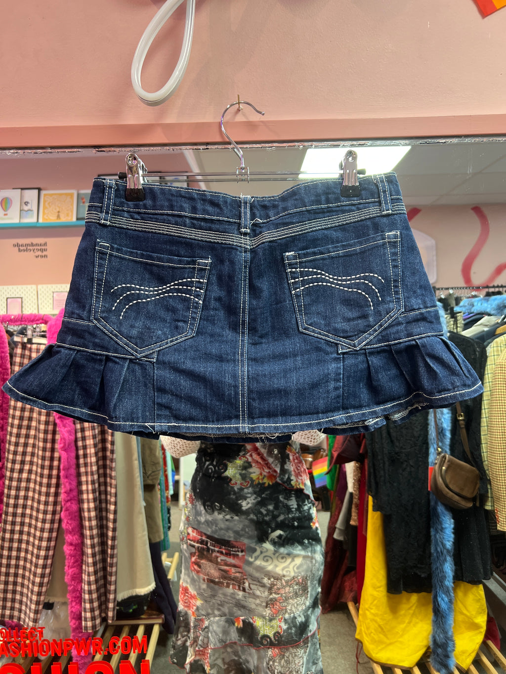 Jeans skirt dark blue with frills
