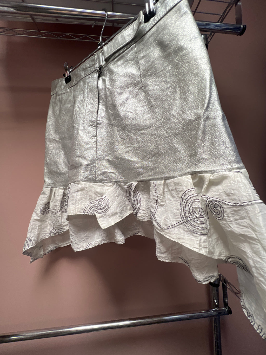 Upcycled metallic skirt