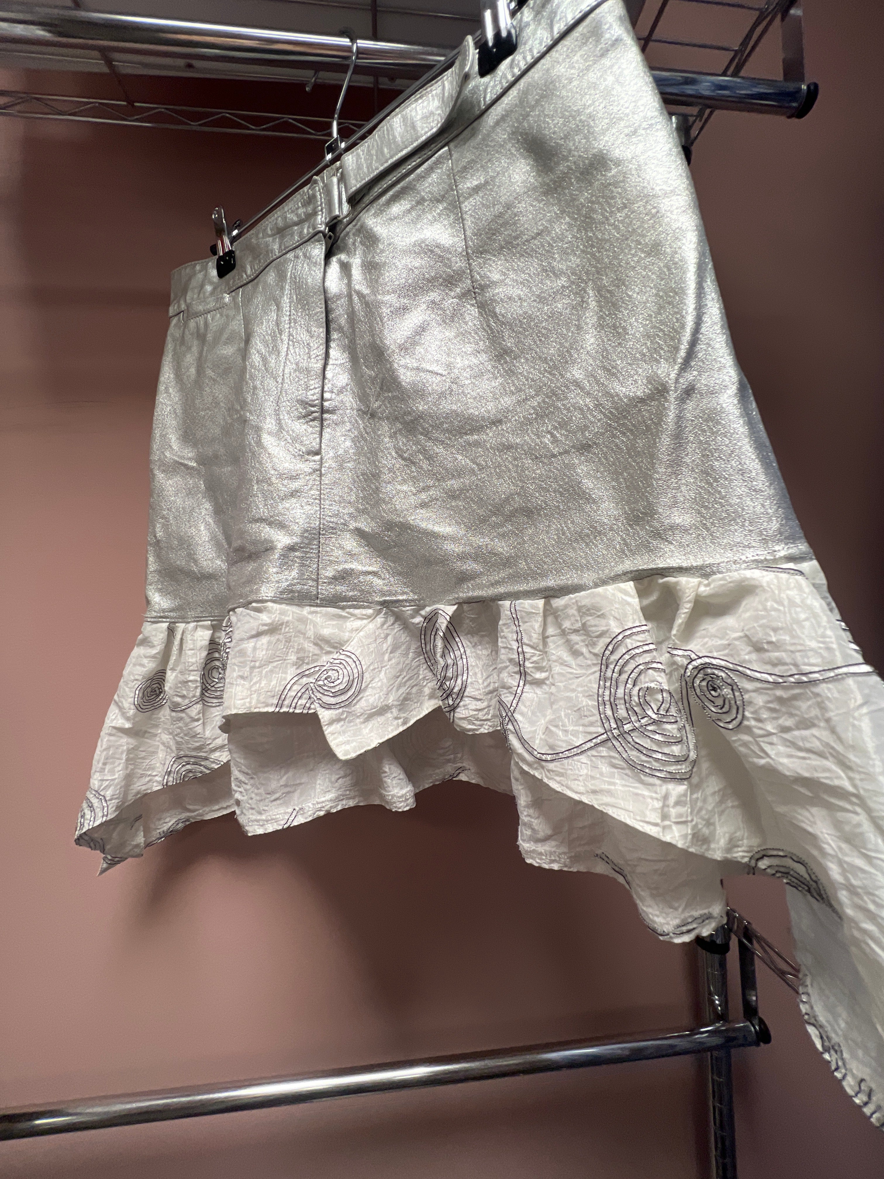 Upcycled metallic skirt
