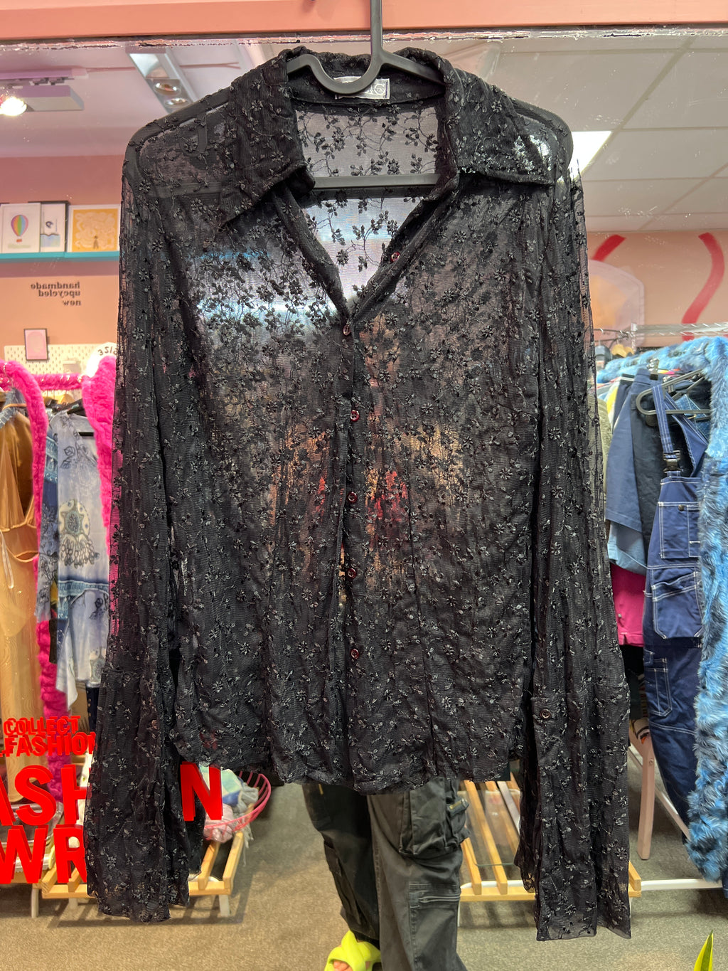 Black see through sexy shirt