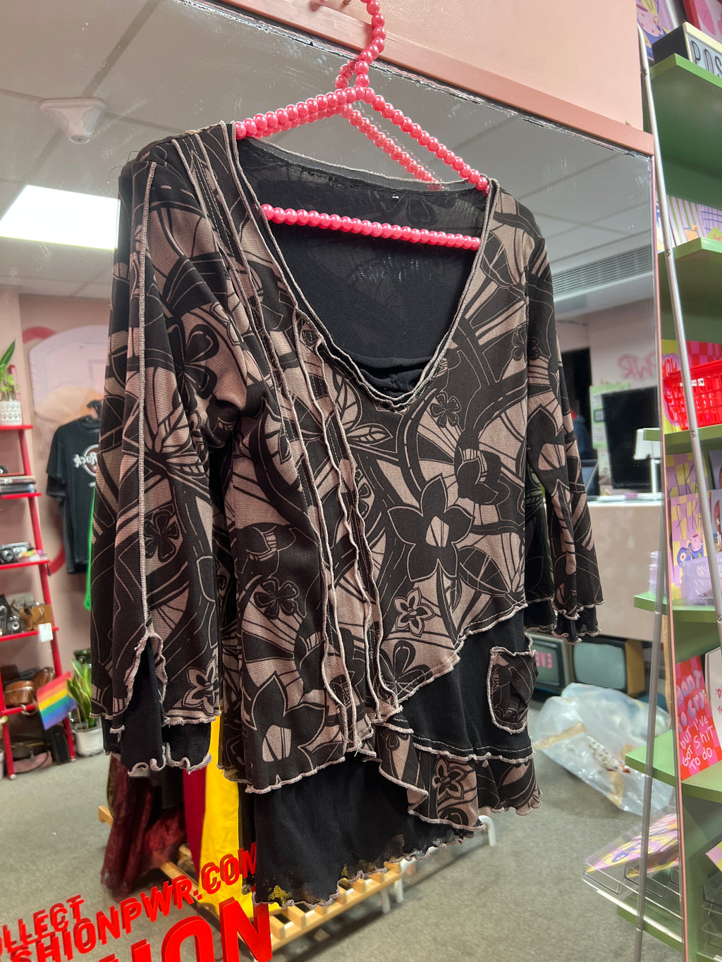 Double layered see through brown Y2K vibes top