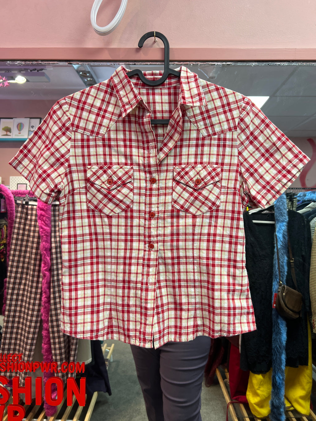 Red lumberjack mini shirt