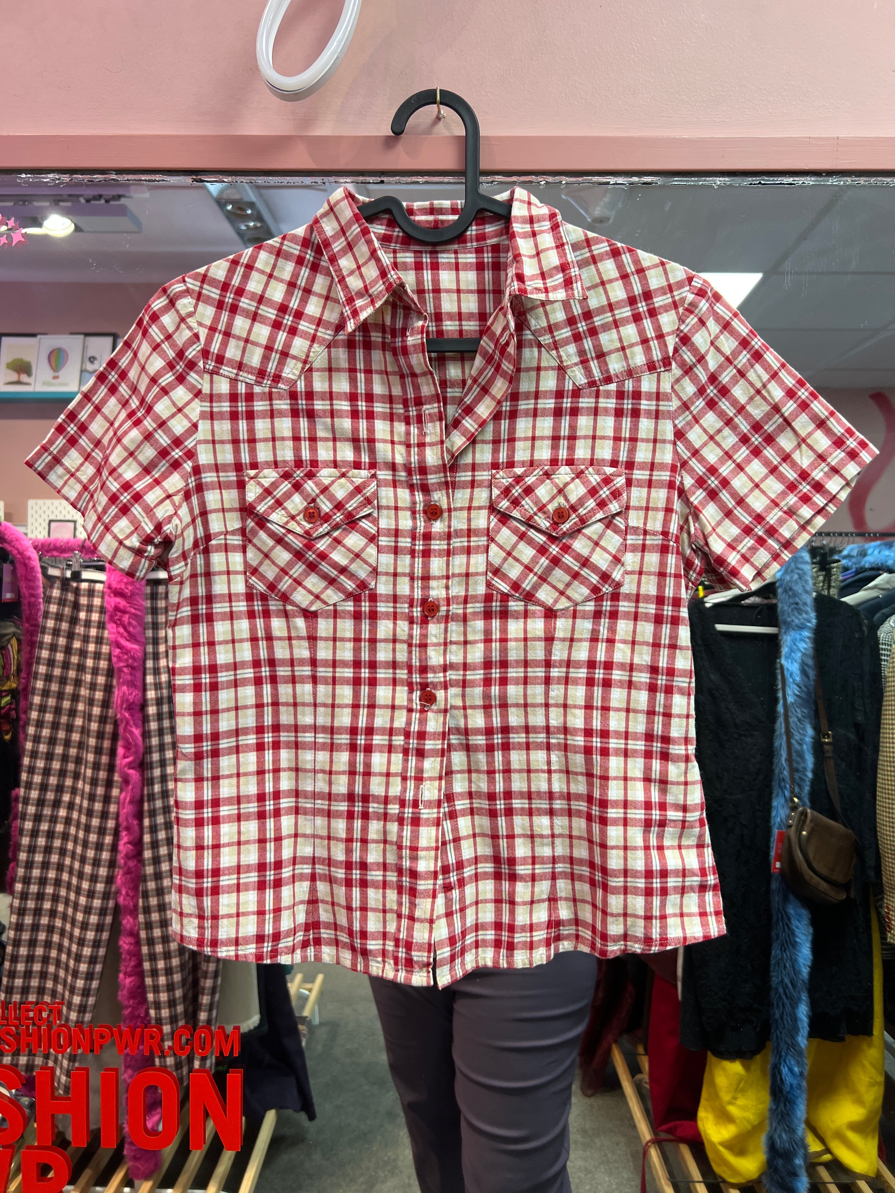 Red lumberjack mini shirt