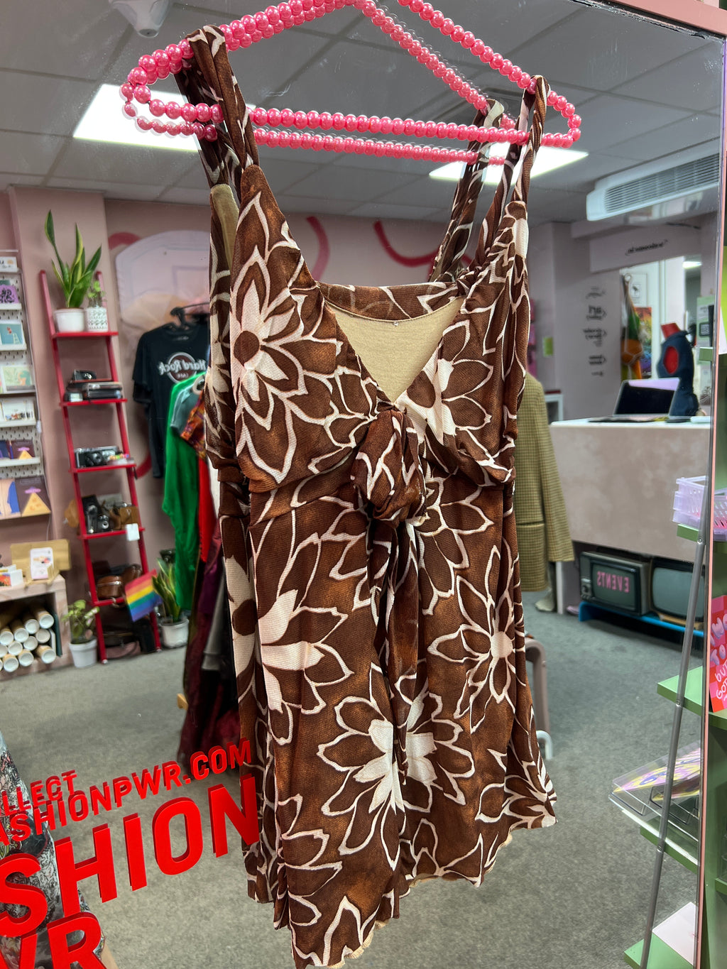 Brown flower Kookai double layer mesh top