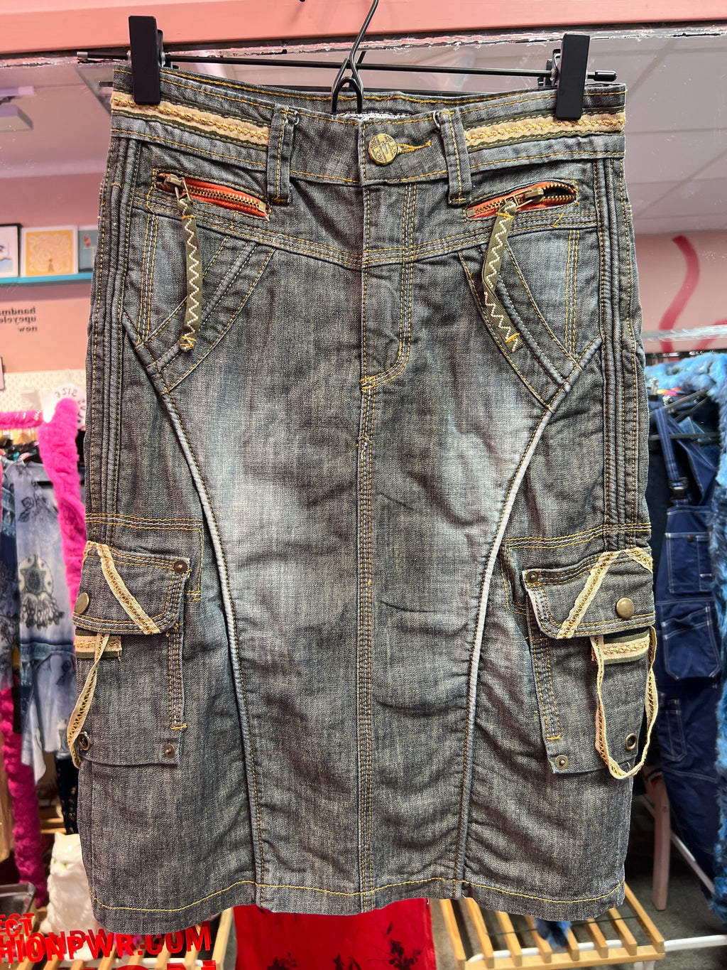 Y2K vibes midi jeans skirt