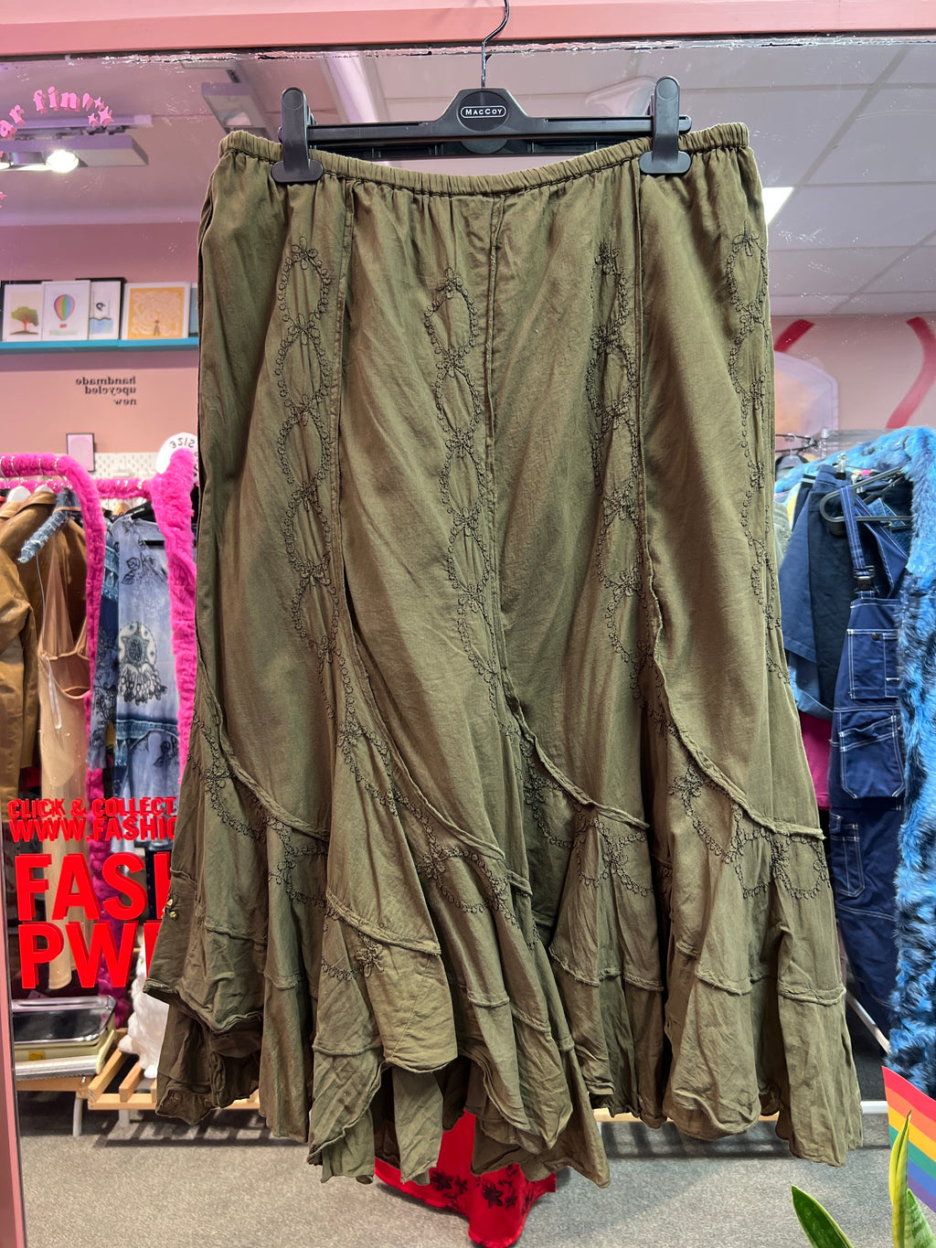 Bohemian green skirt