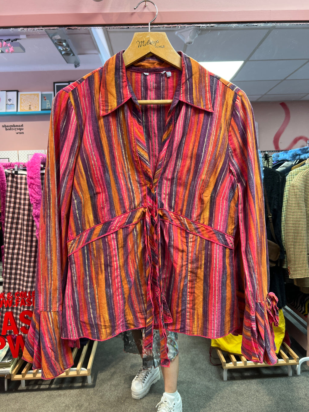 Colorful stripped 70s vibes top
